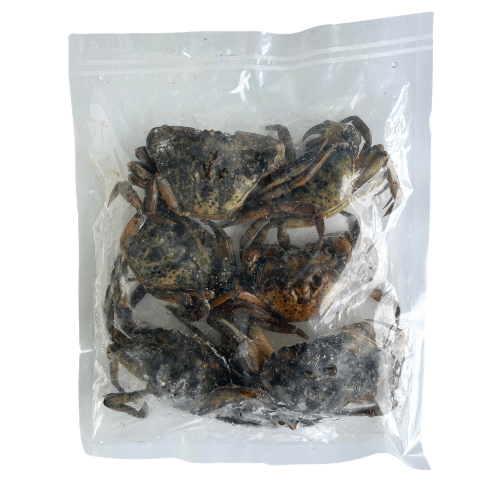 6 frozen green crab for fishing bait in vac-sealed bag