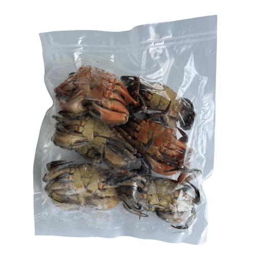 6 frozen green crab for fishing bait in vac-sealed bag