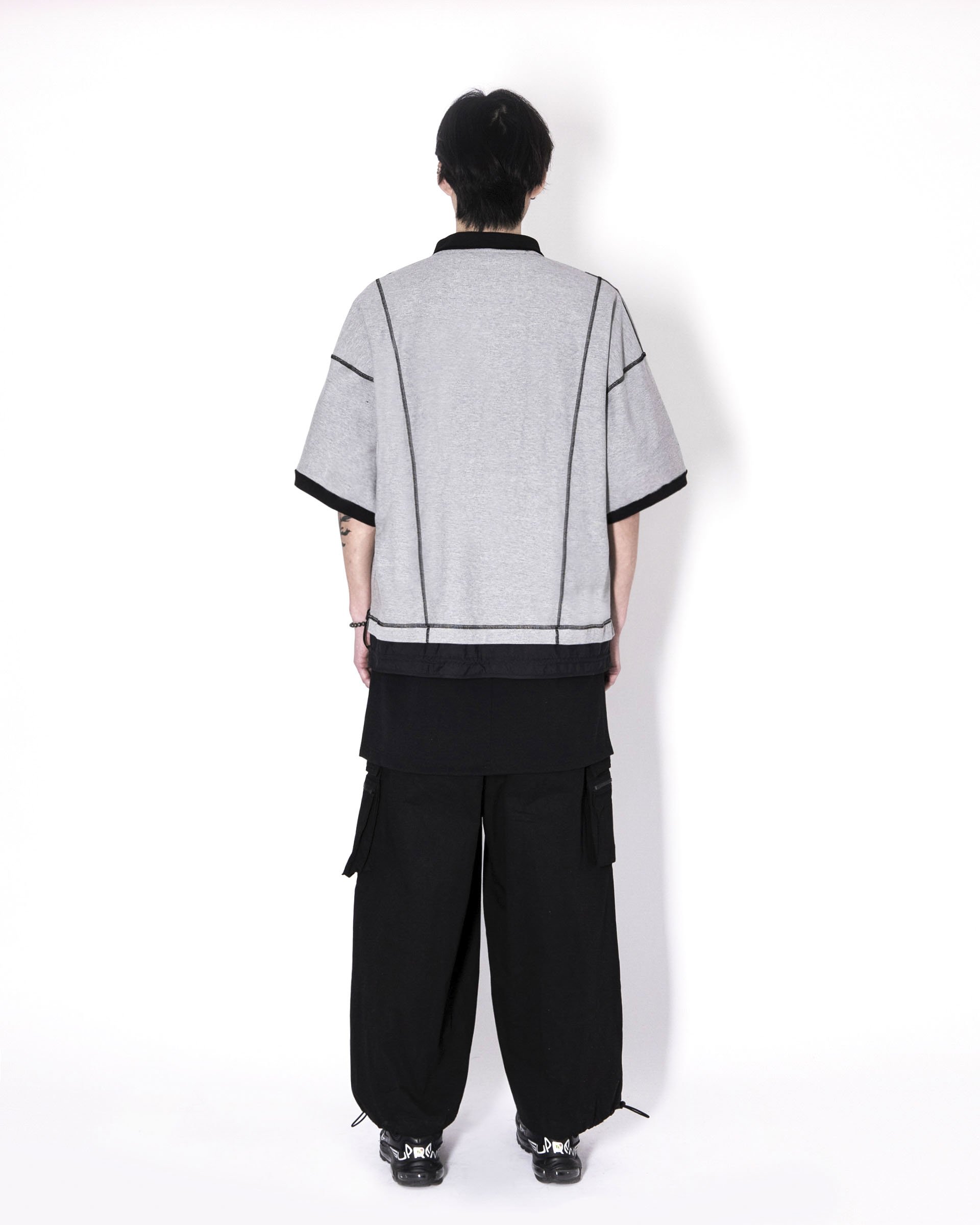 ER-SH-004] “Reversed 2-layered Polo Shirts” (Grey-Black) — errornyc
