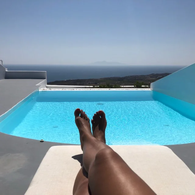 Poolsode at our hotel in Santorini. If it looks like heaven...that's because it was!