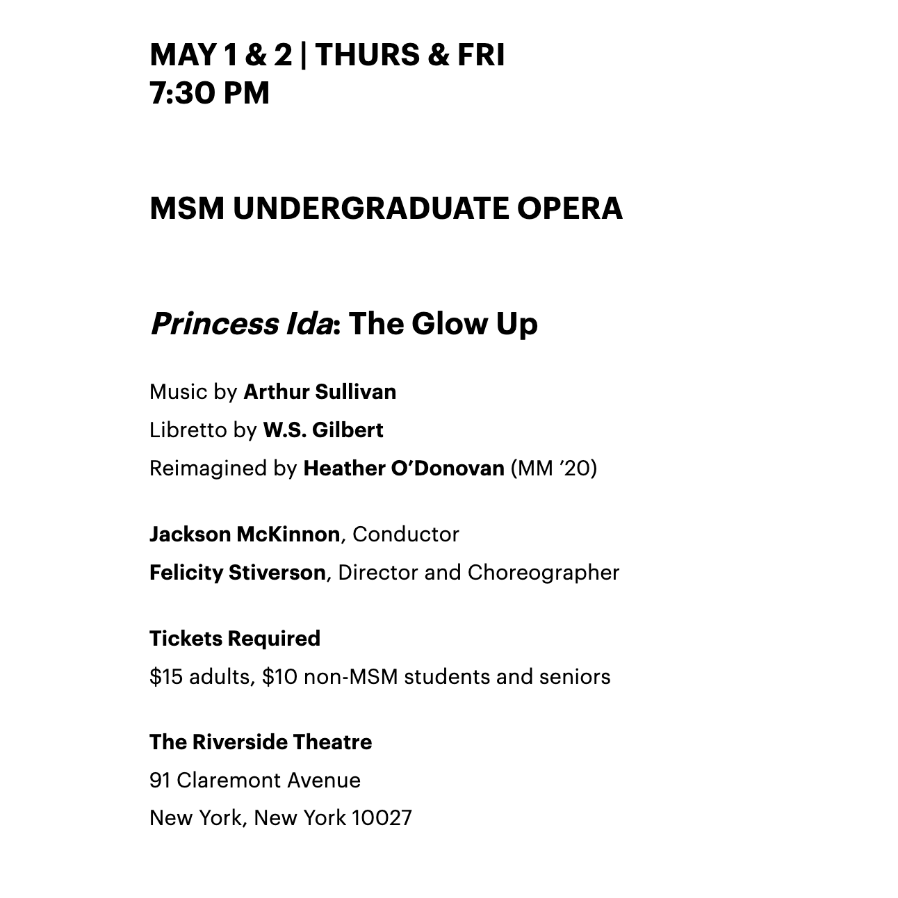 Princess Ida at the Manhattan School of Music