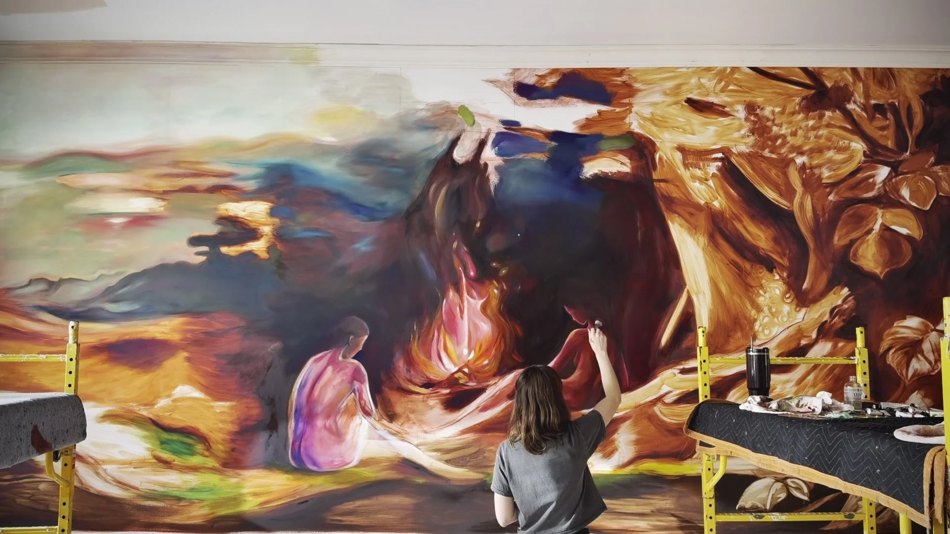 A New Members' Club Opening in SoHo Commissioned Princeton Alumna Elise Rise '15 to Paint a Full-Room Mural for Its Tea Lounge and Bar