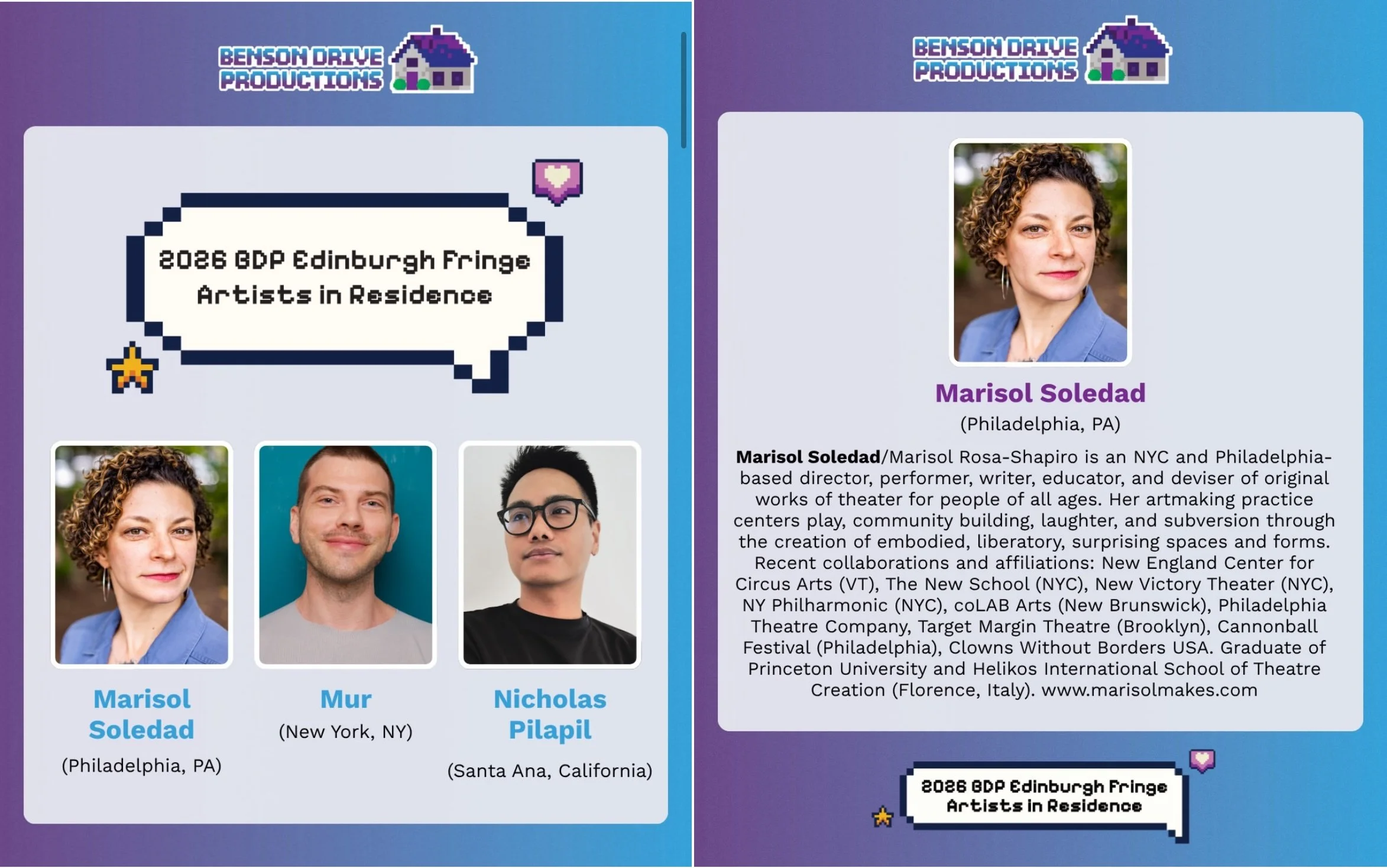 Marisol Shapiro's Residency Announcement