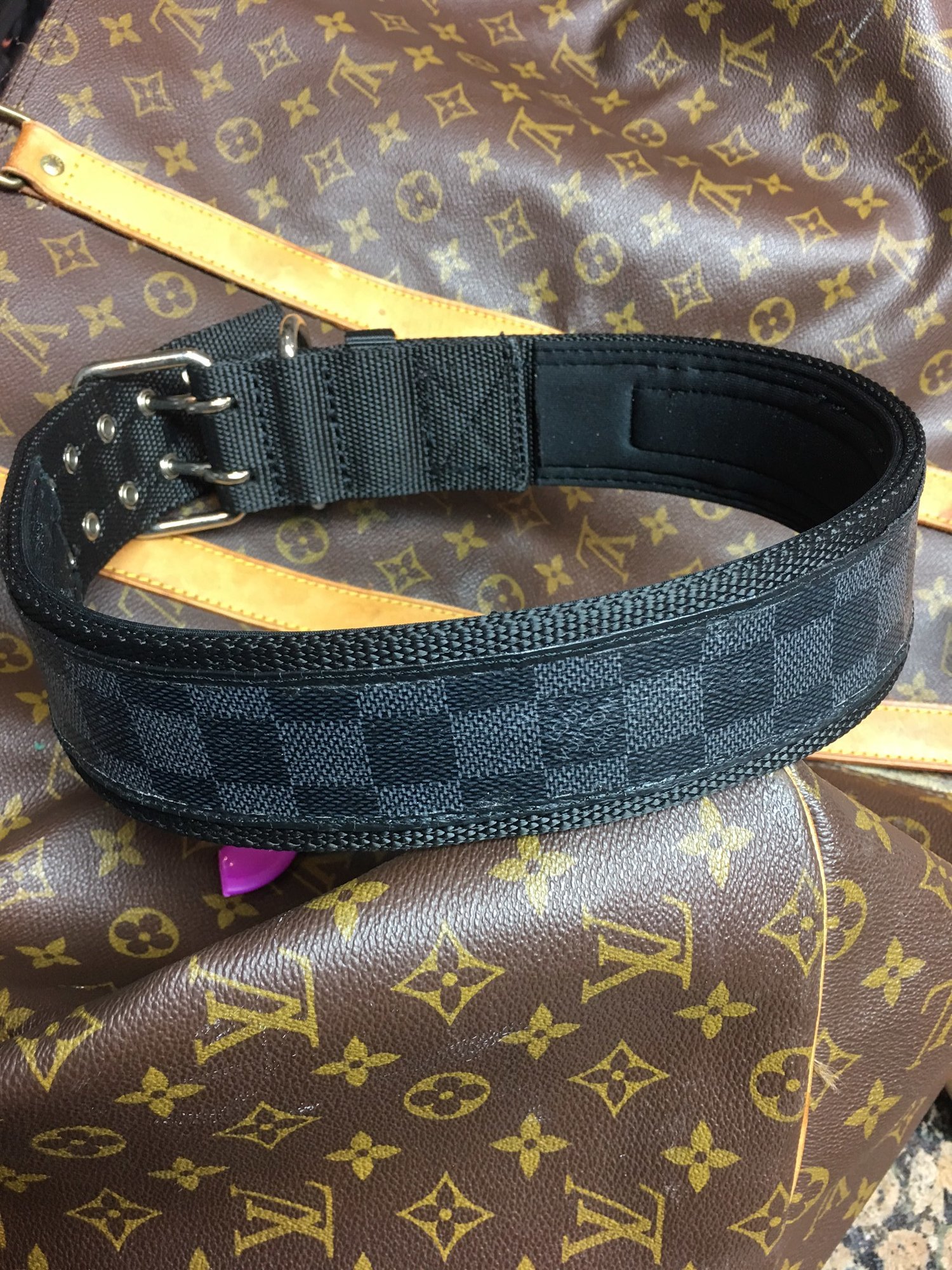 The Couture Engineer - Custom made Louis Vuitton dog collar. Comes in small  medium and large sizes. Made with authentic Louis Vuitton material hand  stitched.