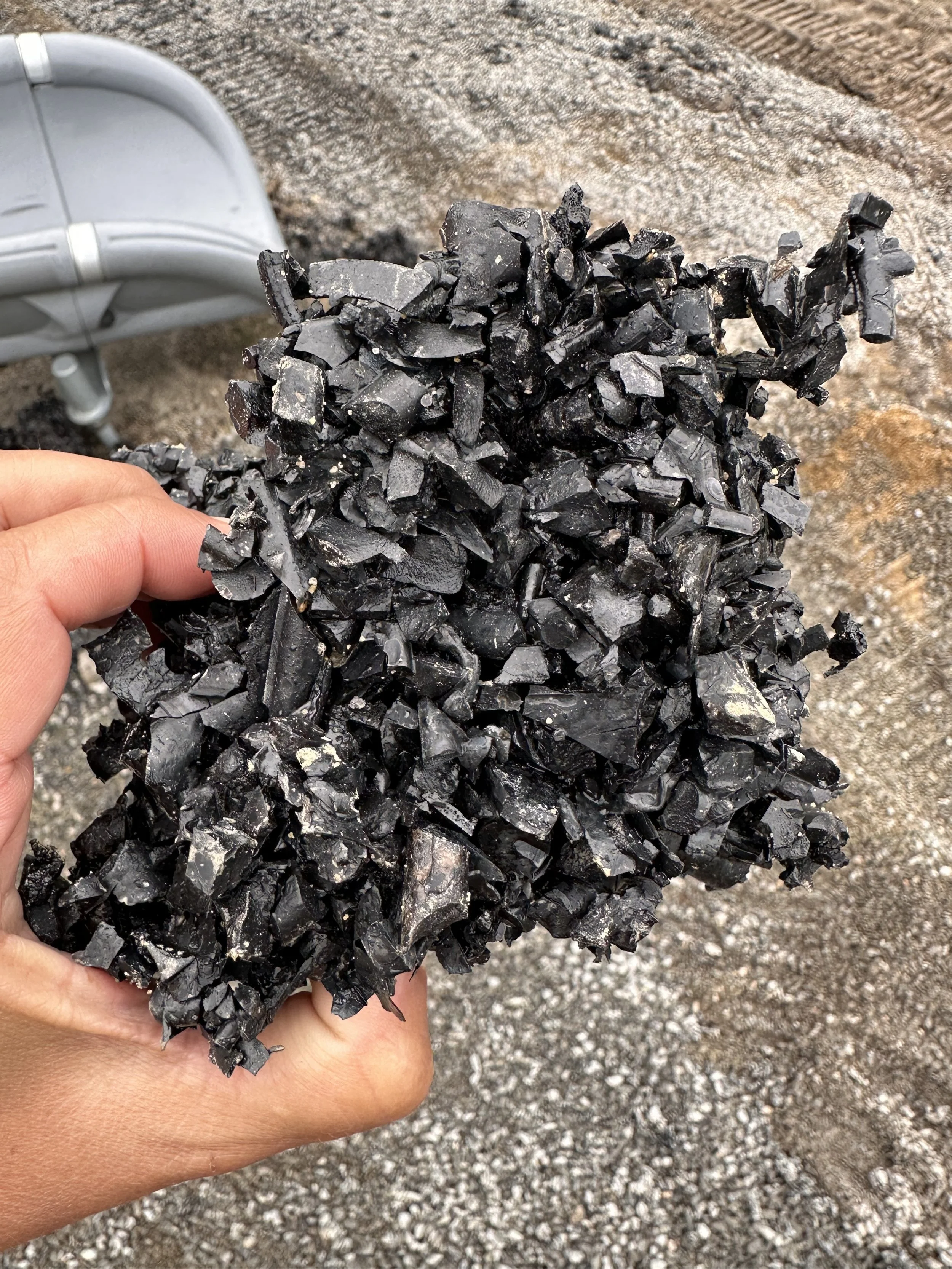 A close up of some of the waste product used in children's playgrounds