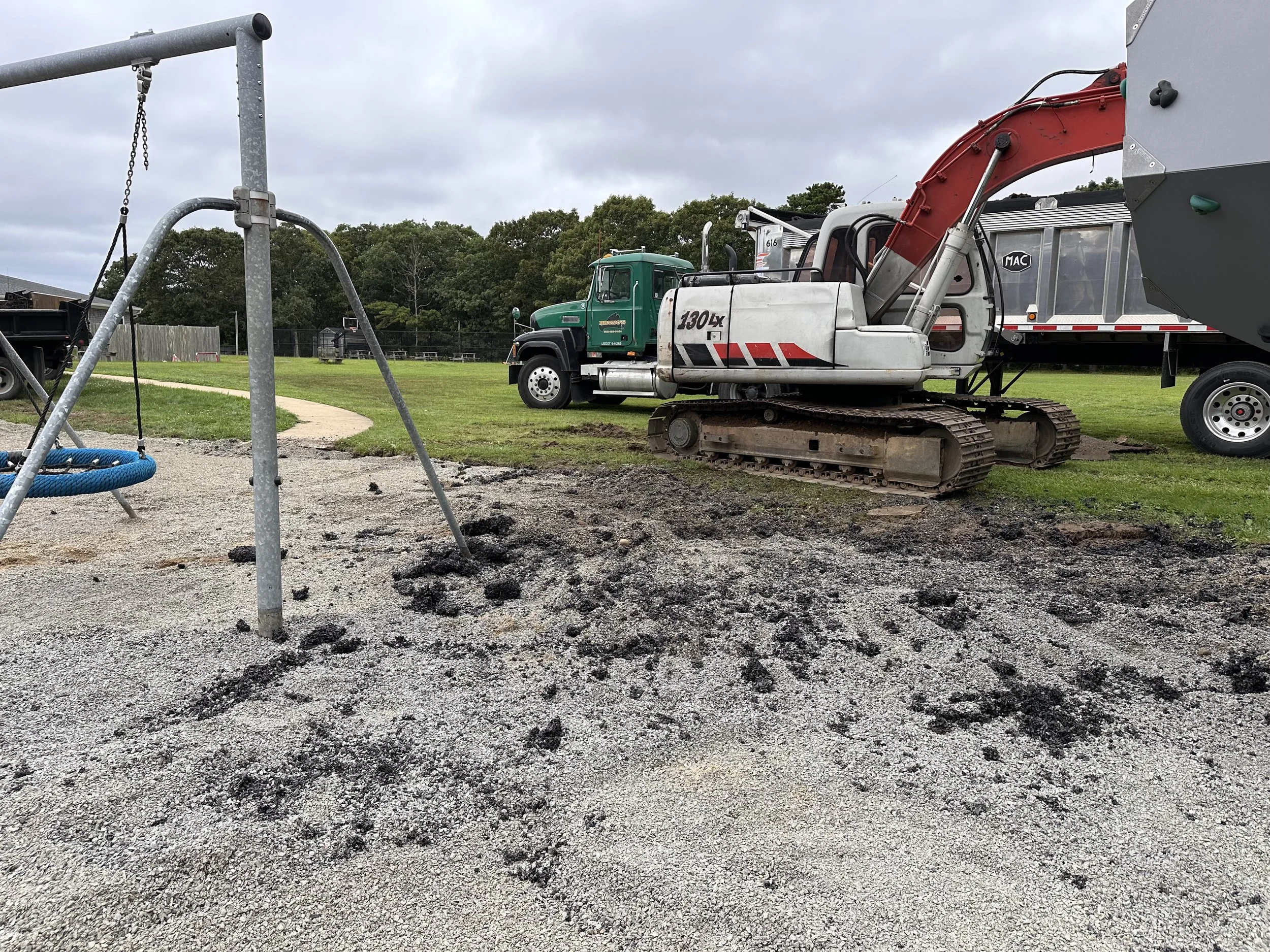 Our crew worked tirelessly to remove as much of the rubber waste as possible but it was impossible to get it all