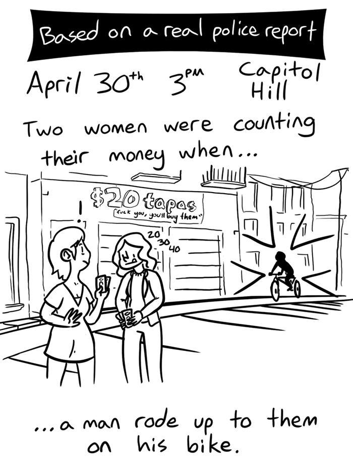 Two Capitol Hill Women Versus a Man on a Bike