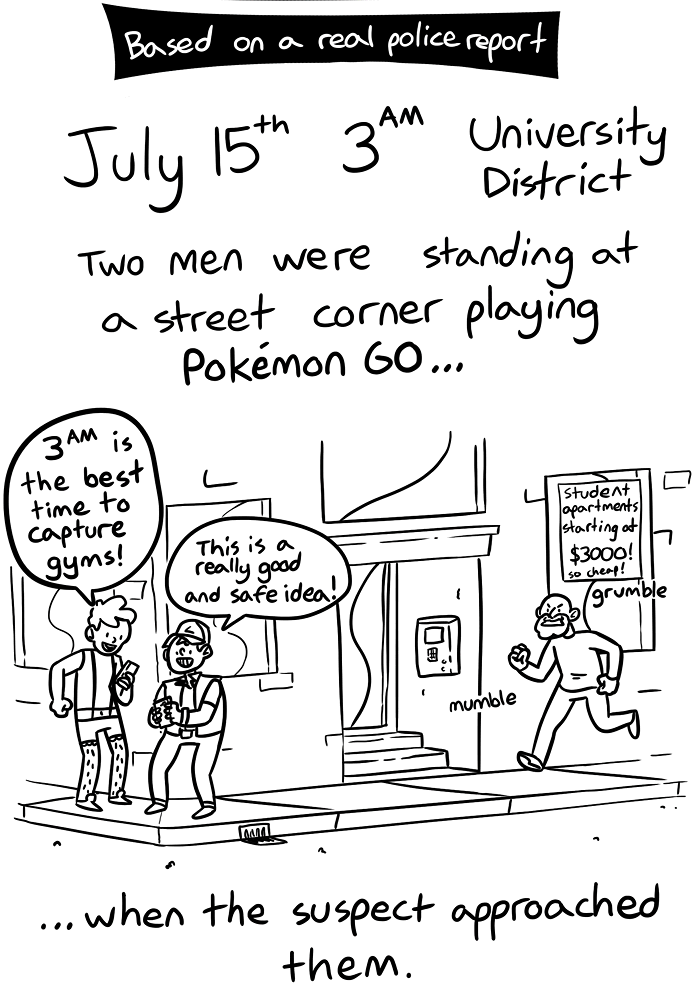 Two Men Were Standing in the U-District Playing Pokémon GO at 3 AM