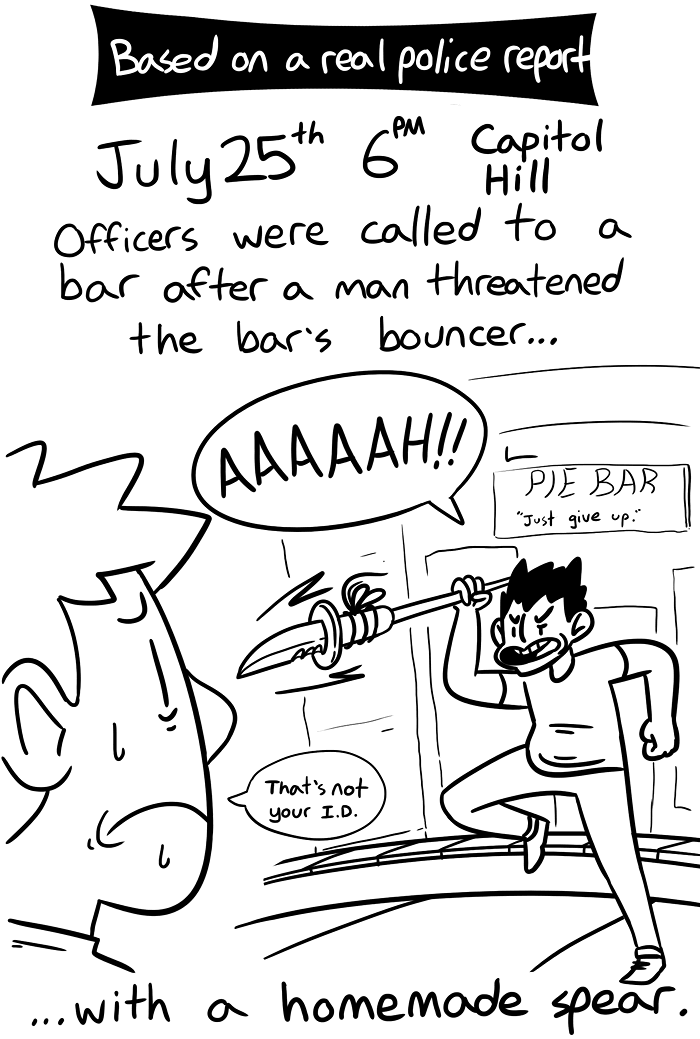 Uncaped Crusader Threatens Bouncer With Homemade Spear
