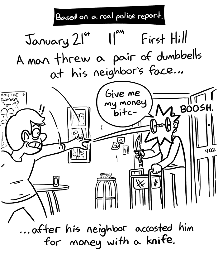 Man Brings Knife to a Dumbbell Fight