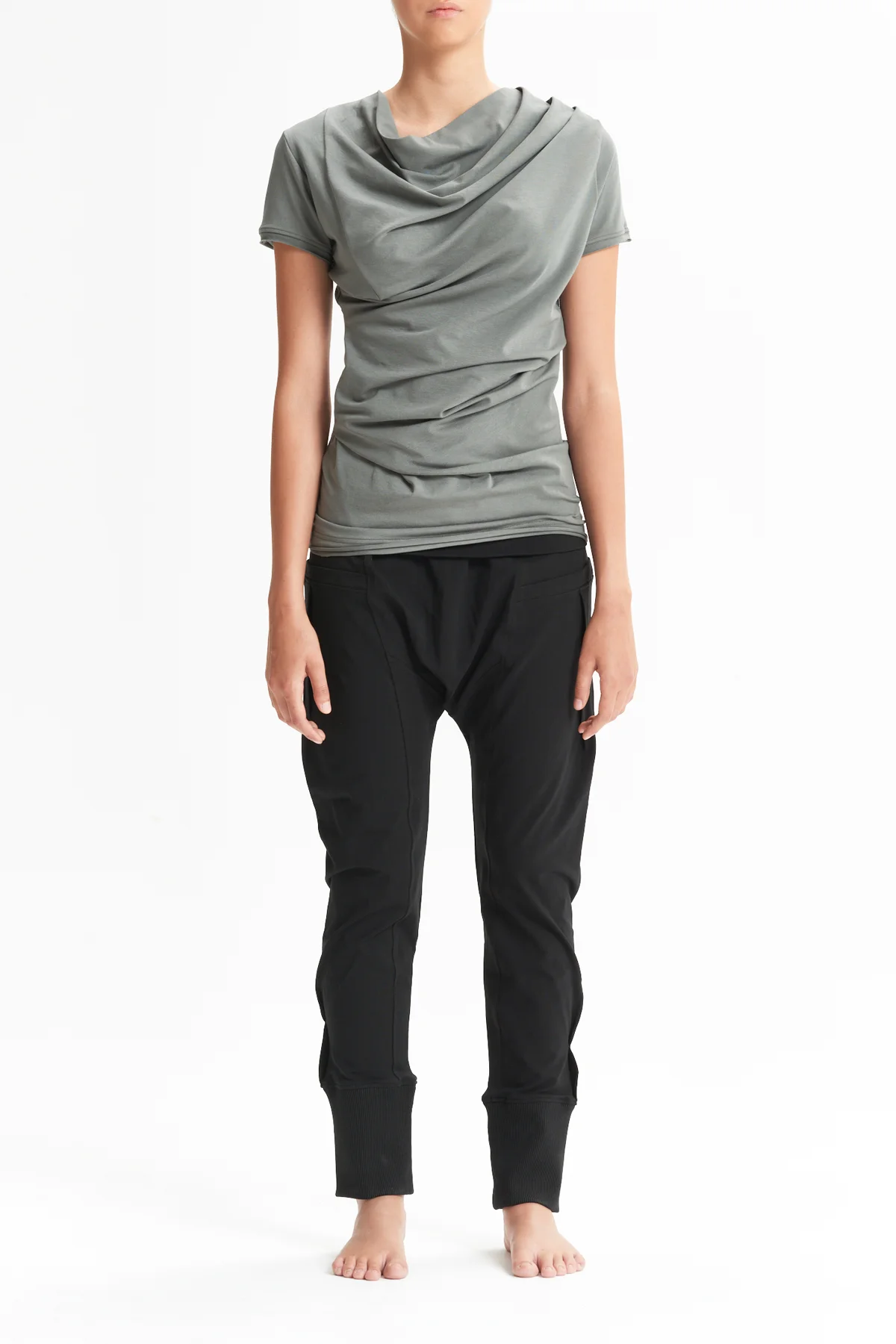 aryasense-short-sleeved-drape-military-green-top-1