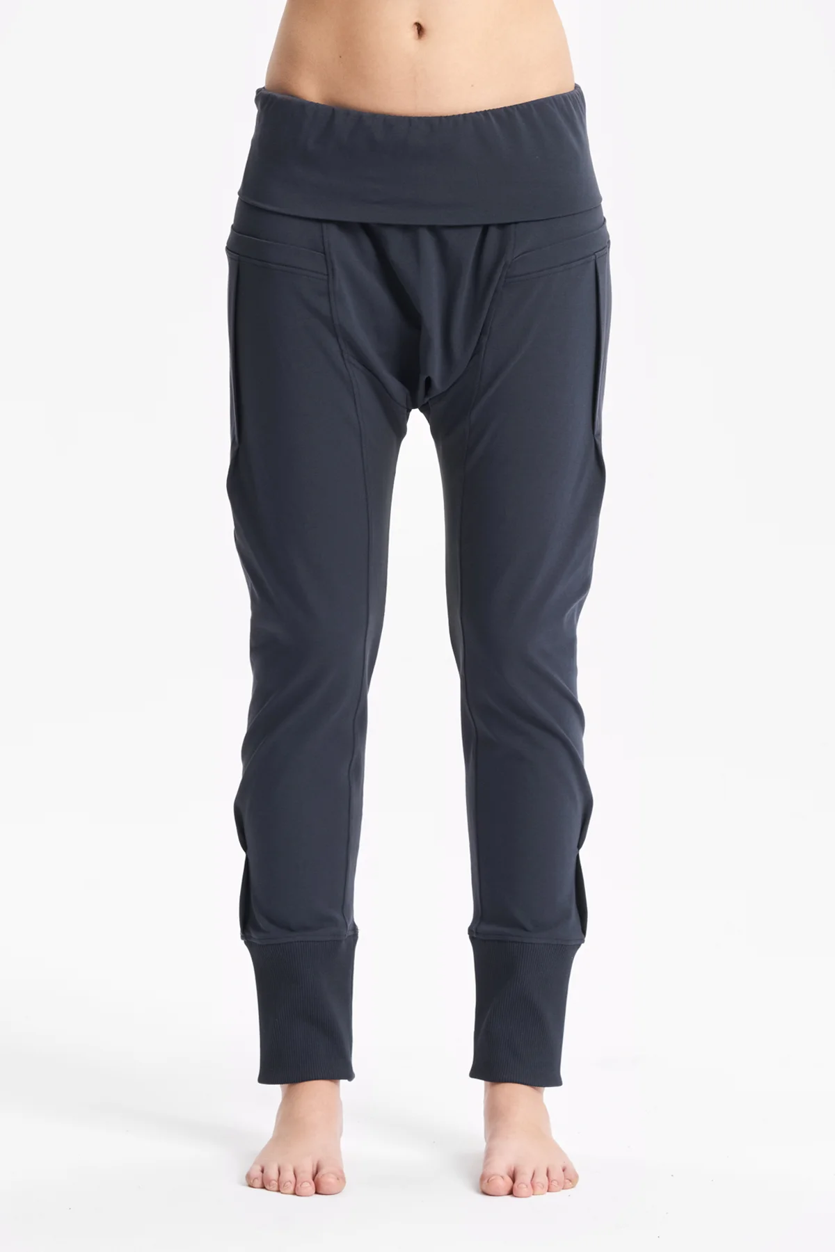 MUTED BLUE DROP CROTCH YOGA PANTS 