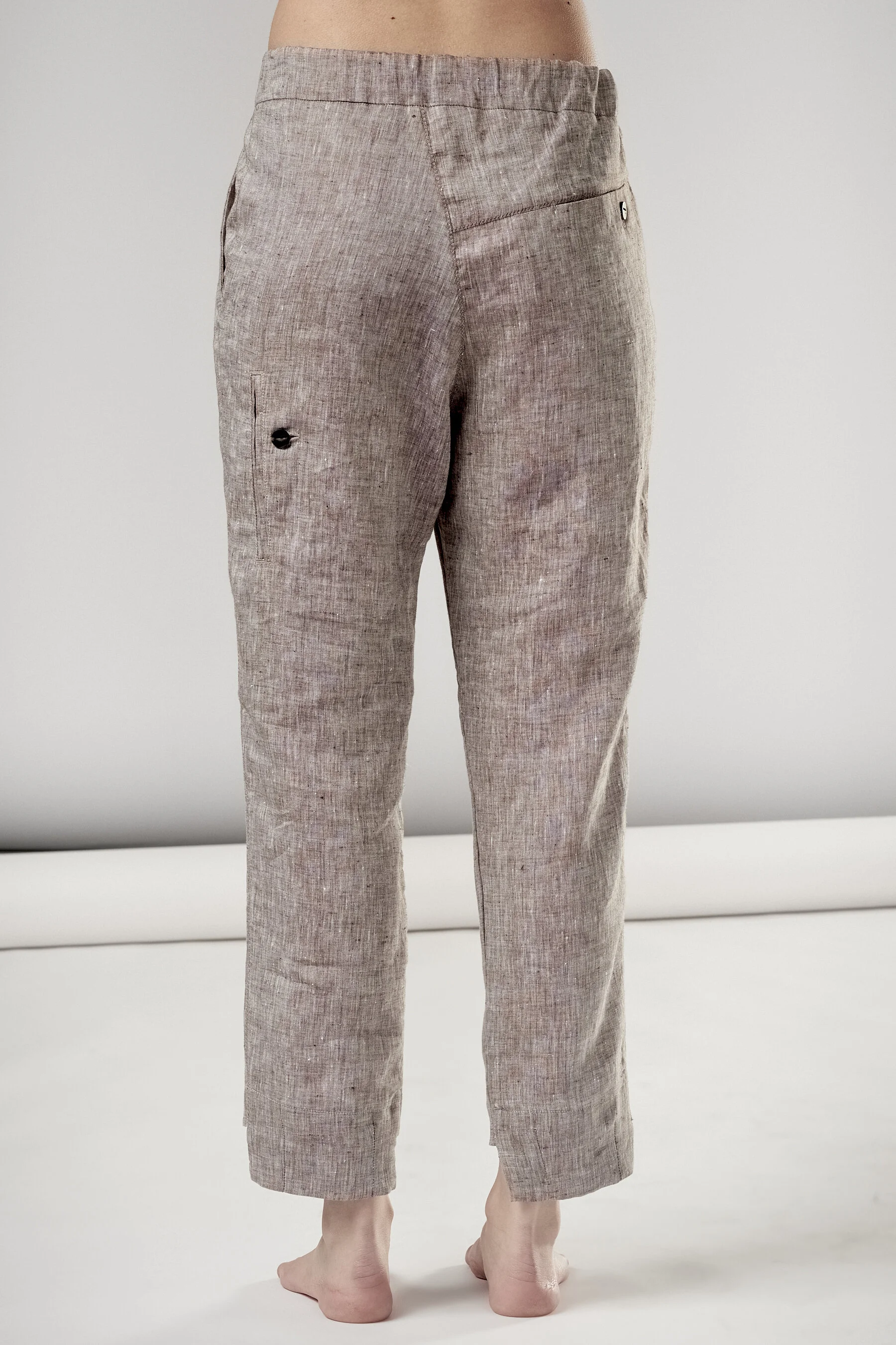 Brown Melange Linen Drop Crotch 