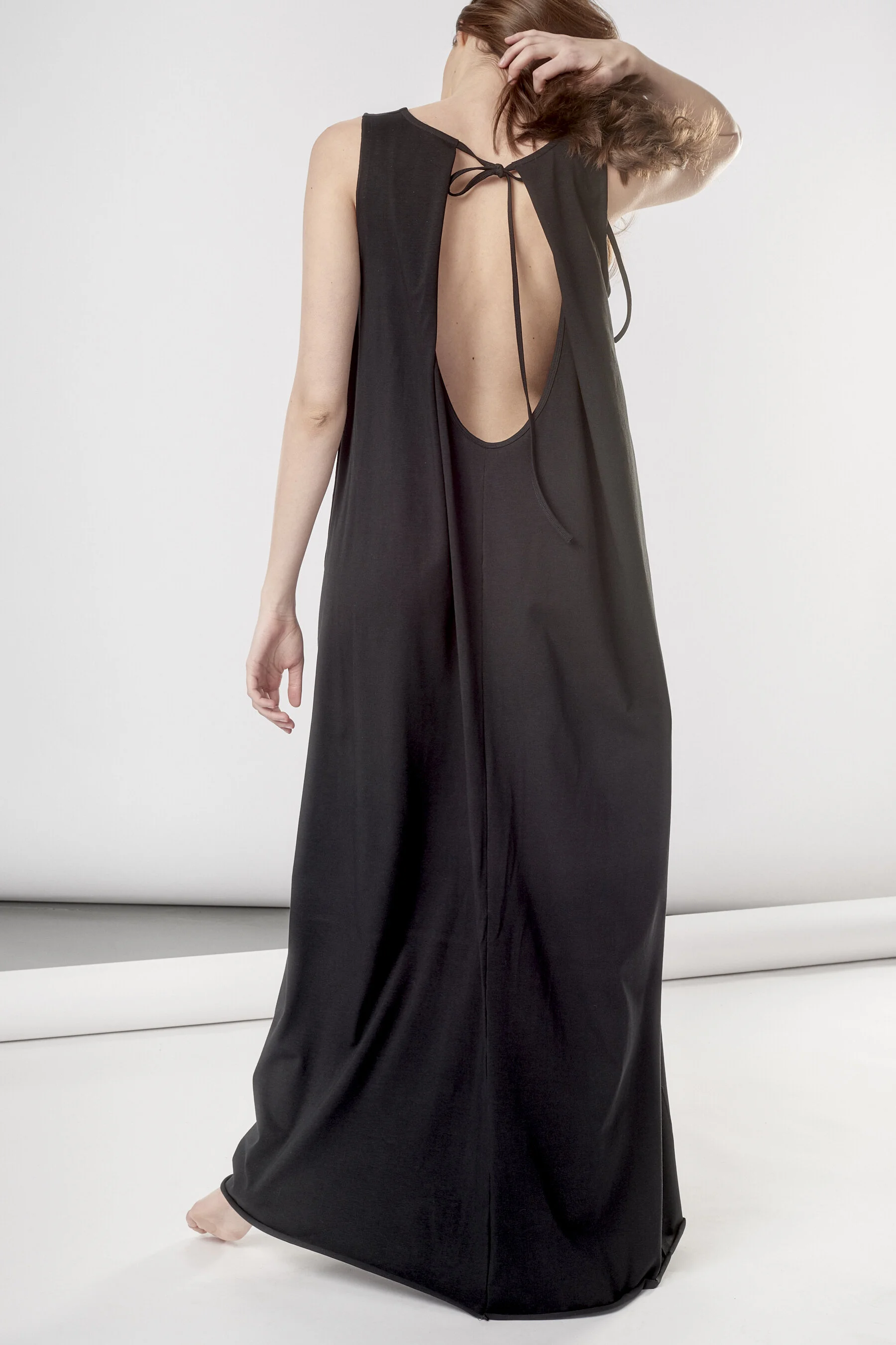 black cotton maxi dress