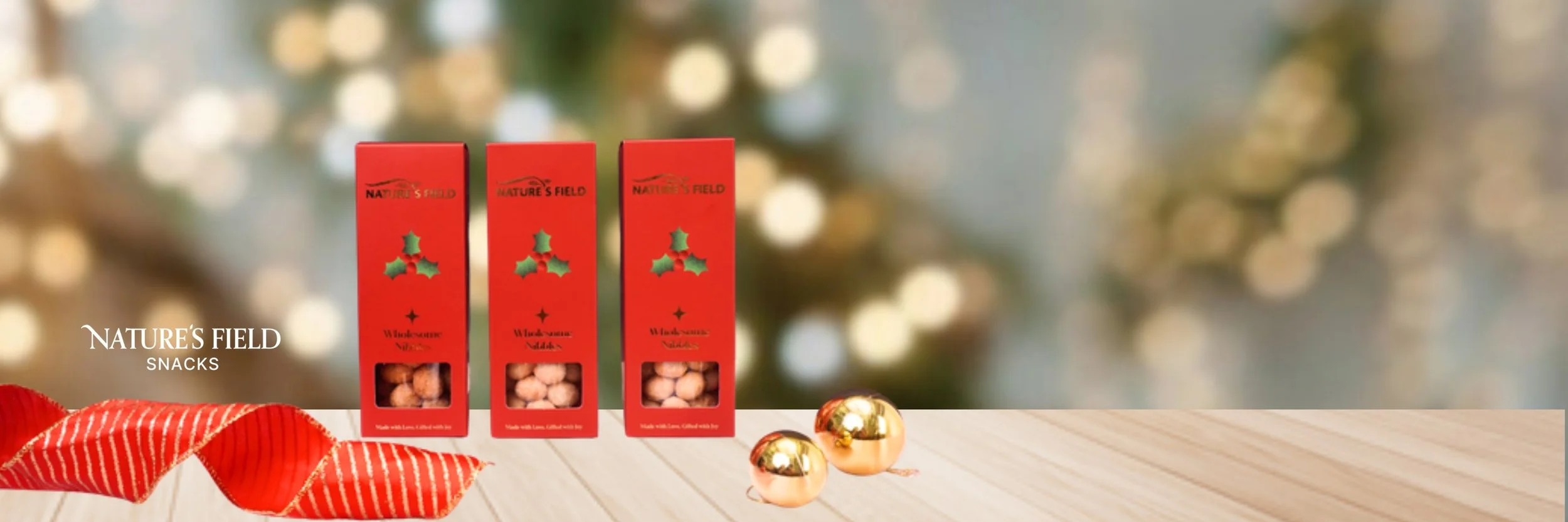 Gift-wrapped Christmas nut gift boxes