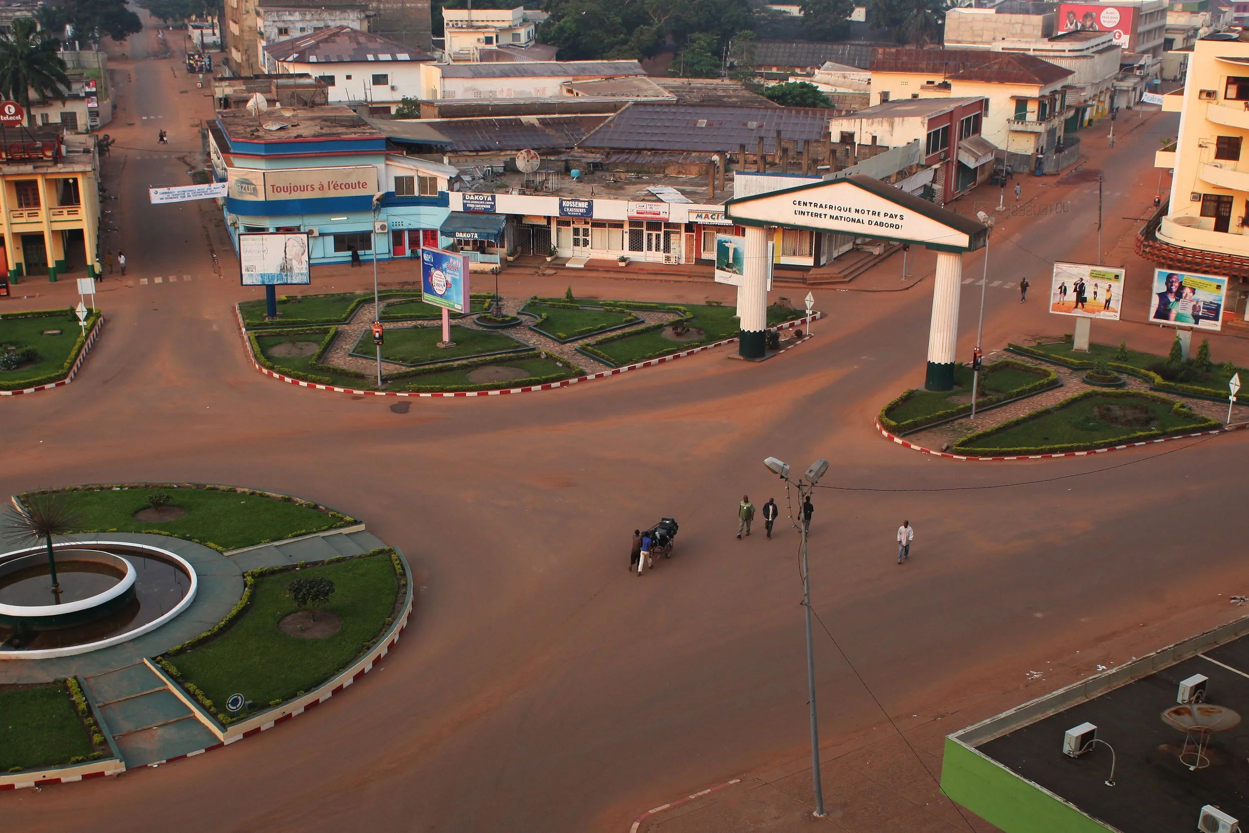 An empty street in Bangui in December 2014.