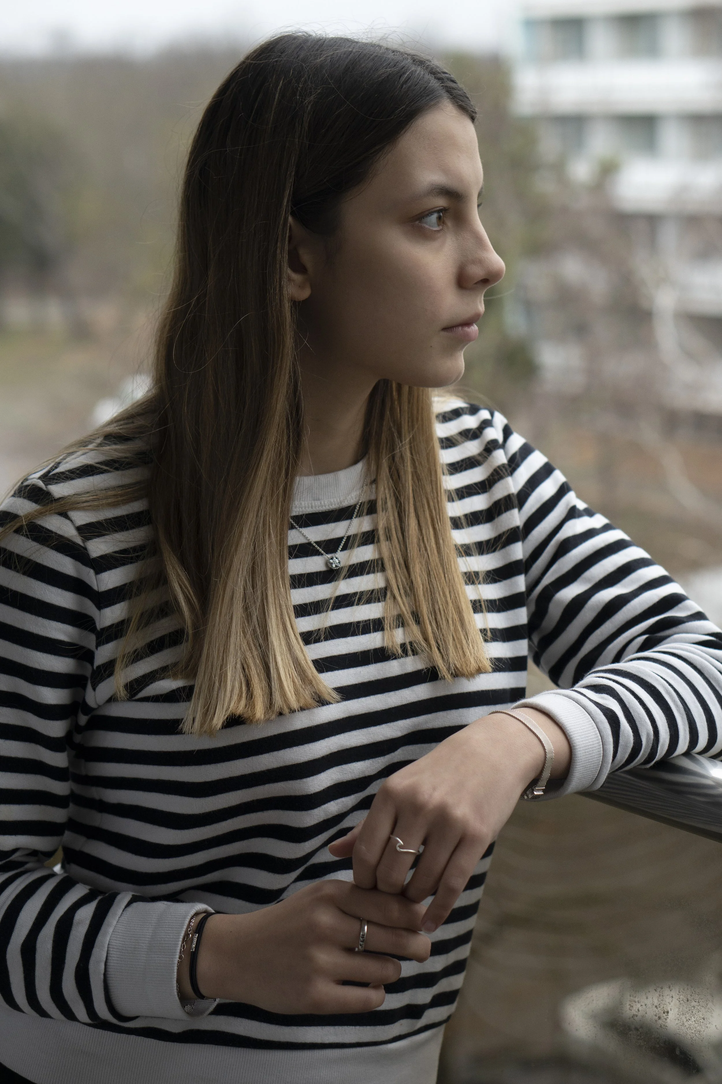  Amina Tkachuk, 16, on a balcony at the hotel.&nbsp; 