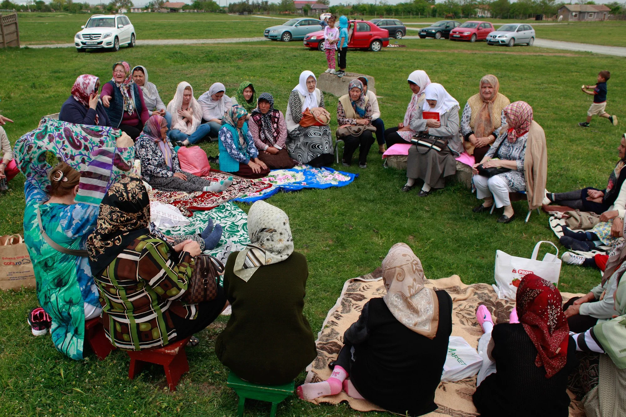  Women from the Tatar community gather during a celebration in a village outside Constanta, Romania. 