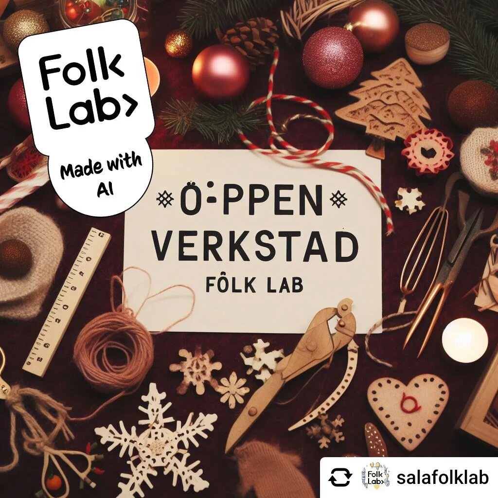 Repost: @salafolklab

Den &auml;r inte s&aring; bra p&aring; att stava &auml;n, men vad g&ouml;r v&auml;l det!
V&auml;lkommen p&aring; &Ouml;ppen Verkstad p&aring; Sala Folk Lab i Sala Folkets Hus. 3 dec.
Tema Jul 🎅🎄 vad annars ☺
Kom och lasra en p