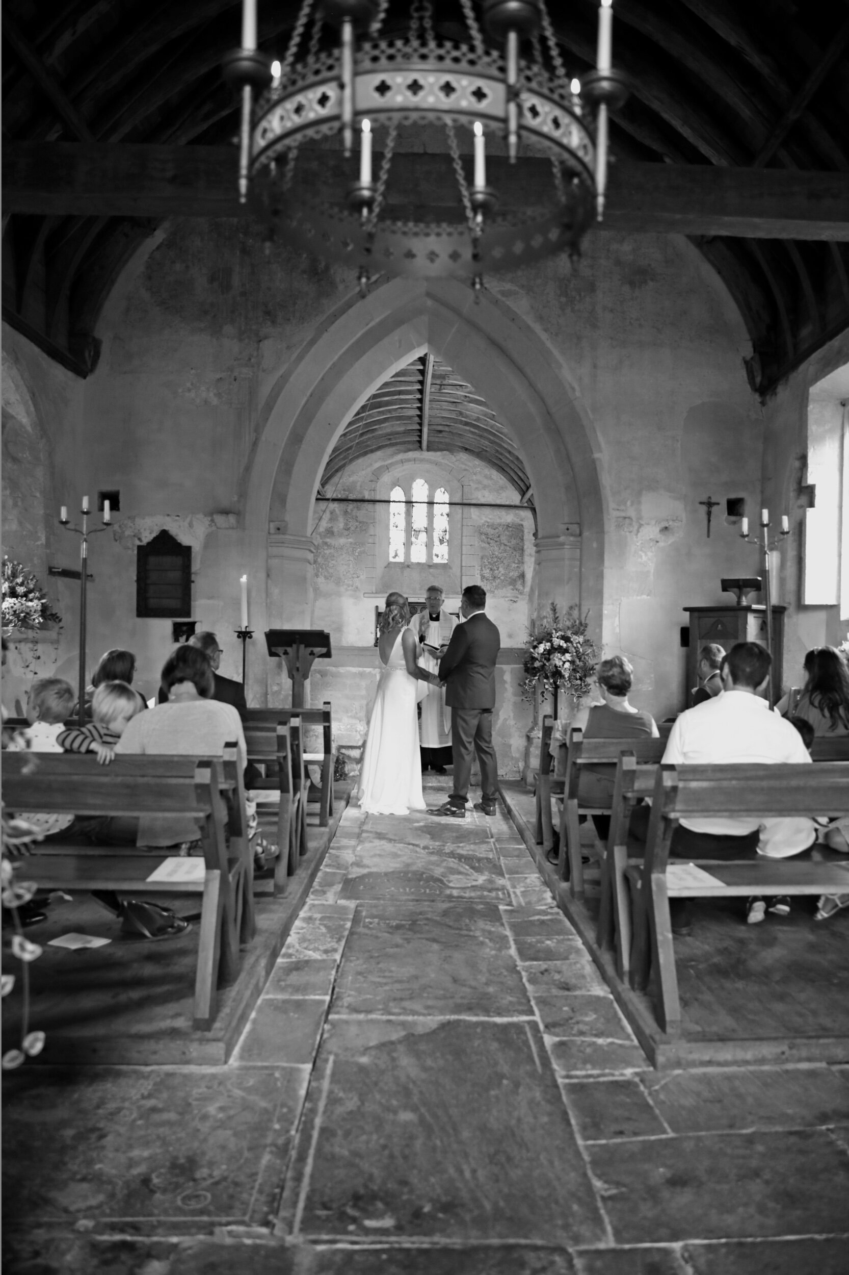 Black and White Photo of Lockdown Wedding