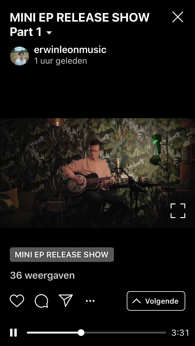 MINI EP RELEASE SHOW op facebook en instagram tv
