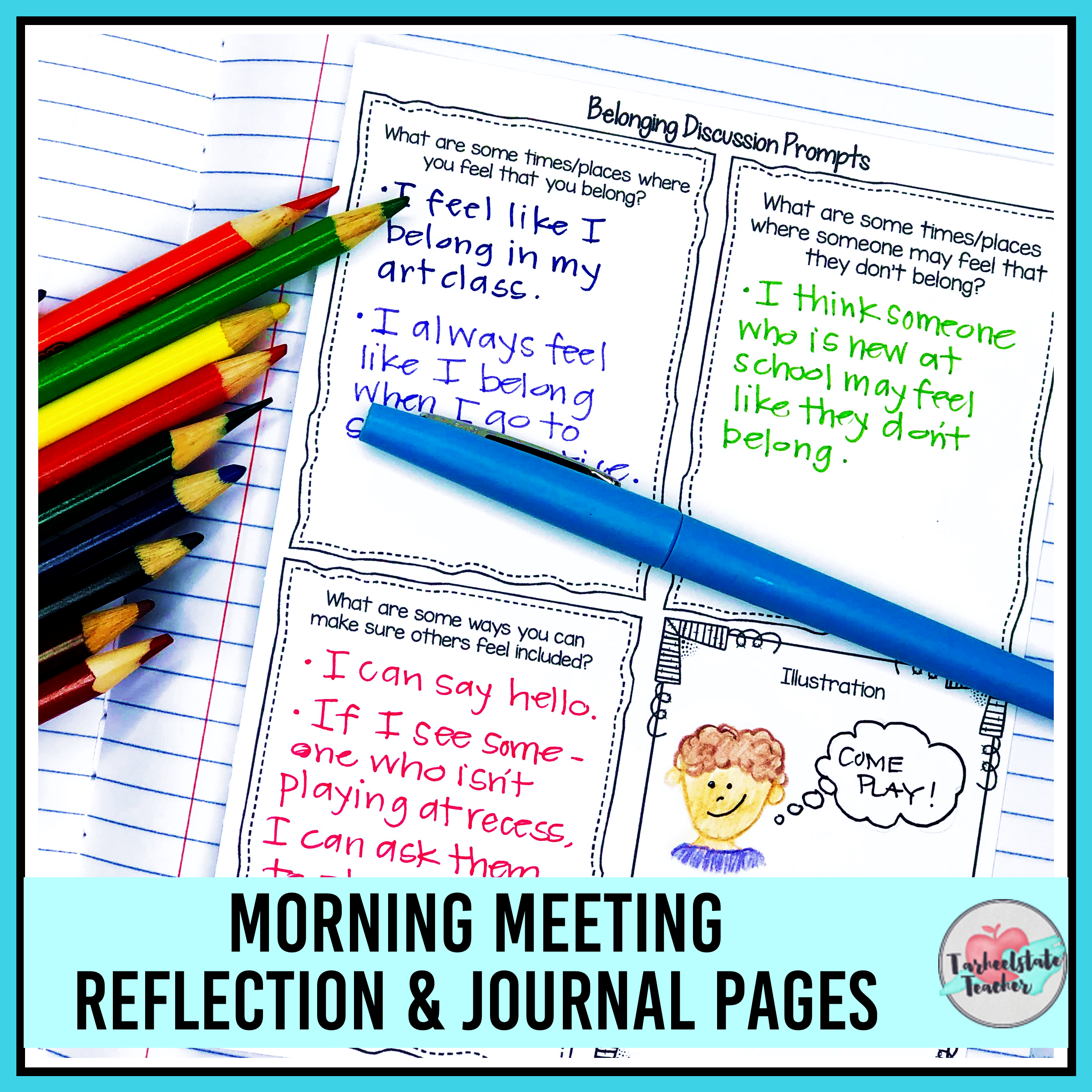 morning meeting student notebook pages - belonging (Copy) (Copy)