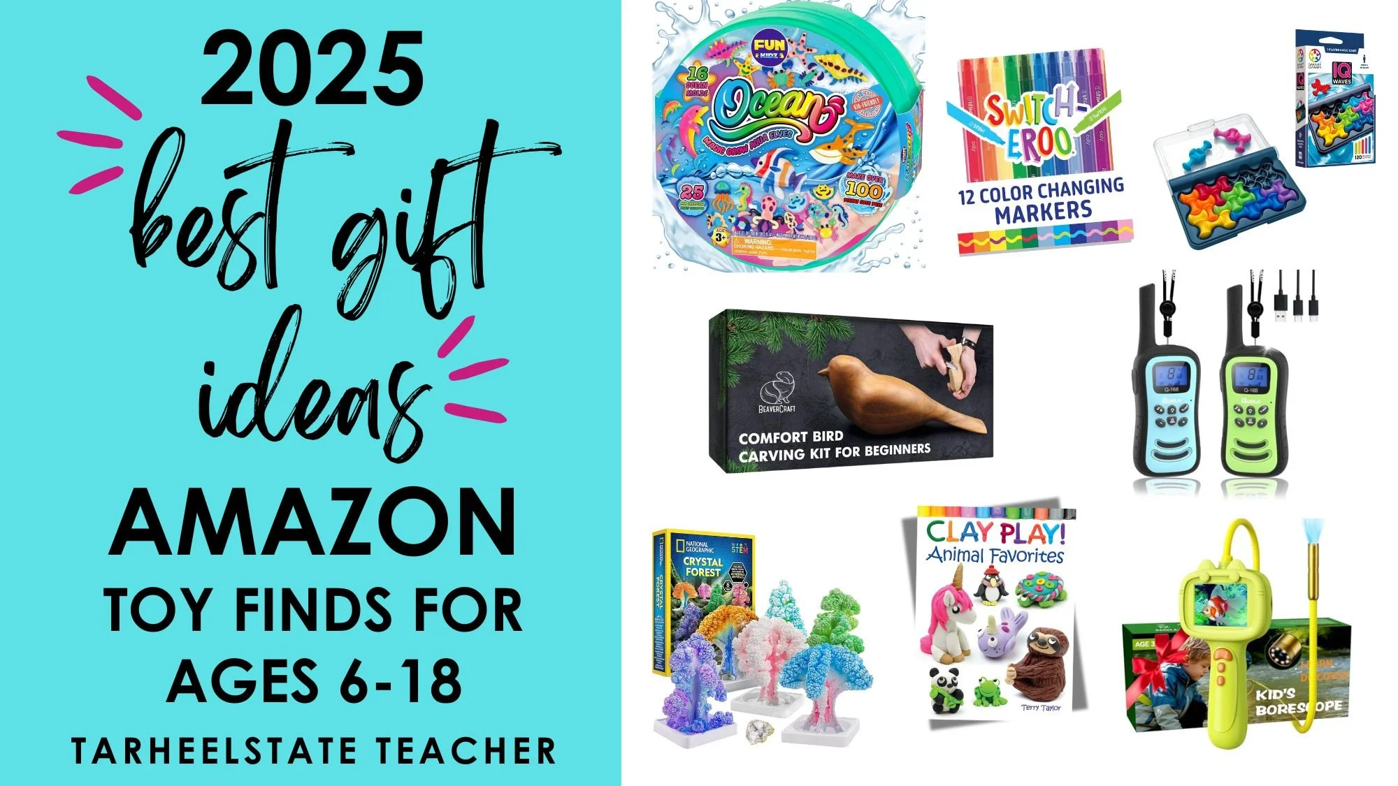 2025 top toys holiday gift guide: popular gifts for 6 years to teens. Best outdoor toys, curiosity toys, sensory play toys, discovery toys, and creative play toys.