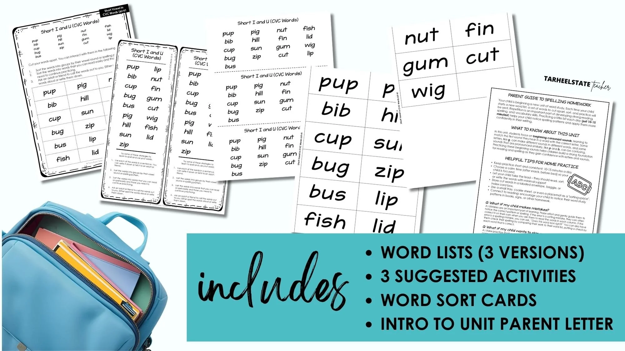 What is included in each weekly spelling homework resource