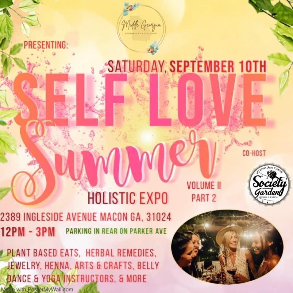 Self Love Summer Vol. 2 Pt. 2 is happening this upcoming weekend at the Garden. Come find everything you need for holistic self care inside and out. Plant based foods, hand made goods, shopping, and more!