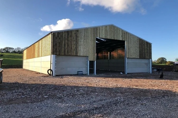 Modern timber agricultural barn building