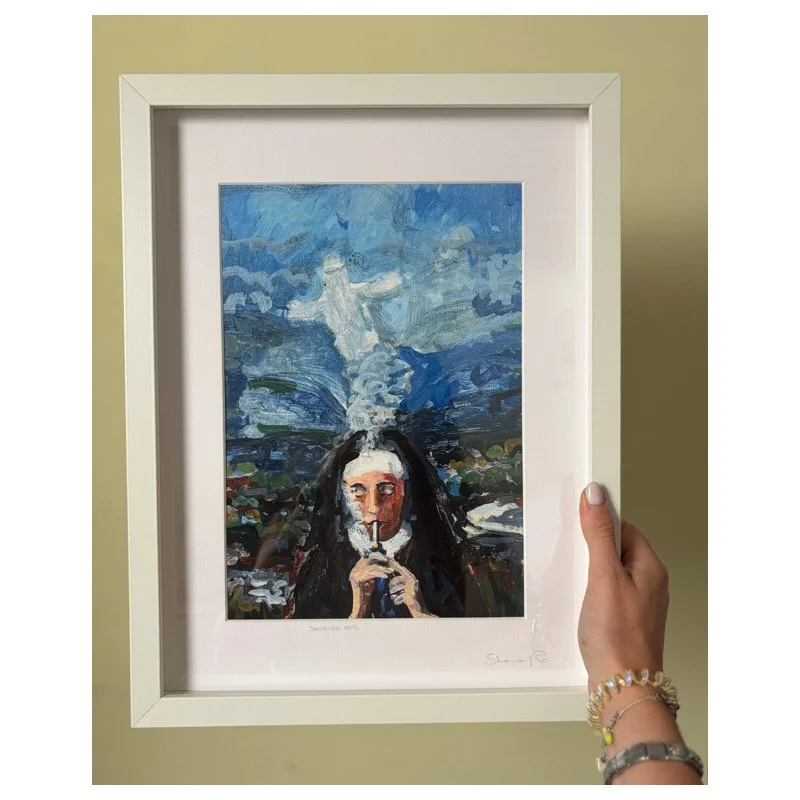 Smoking Nun signed and framed print