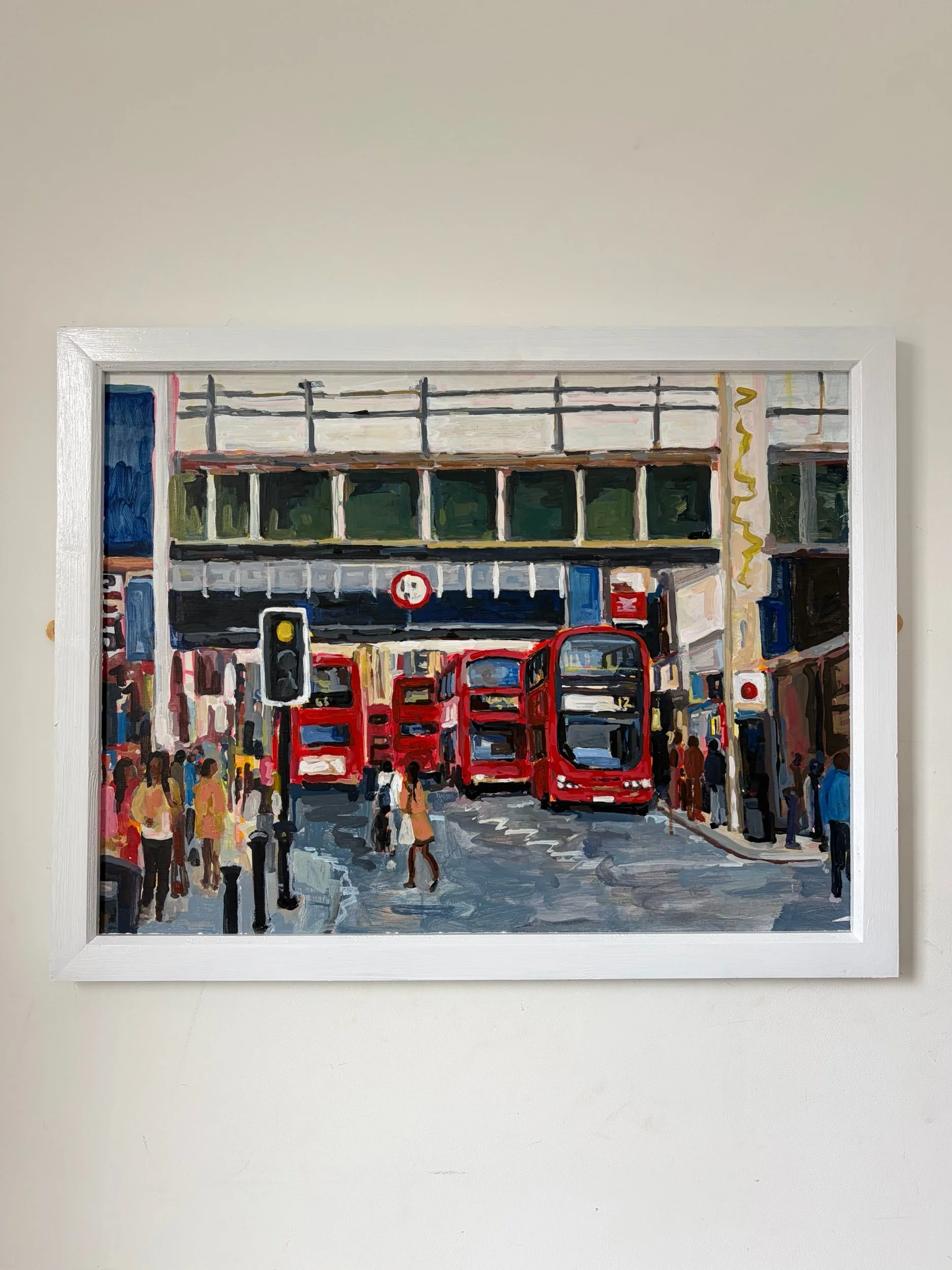 Buses at Peckham Rye Station original painting
