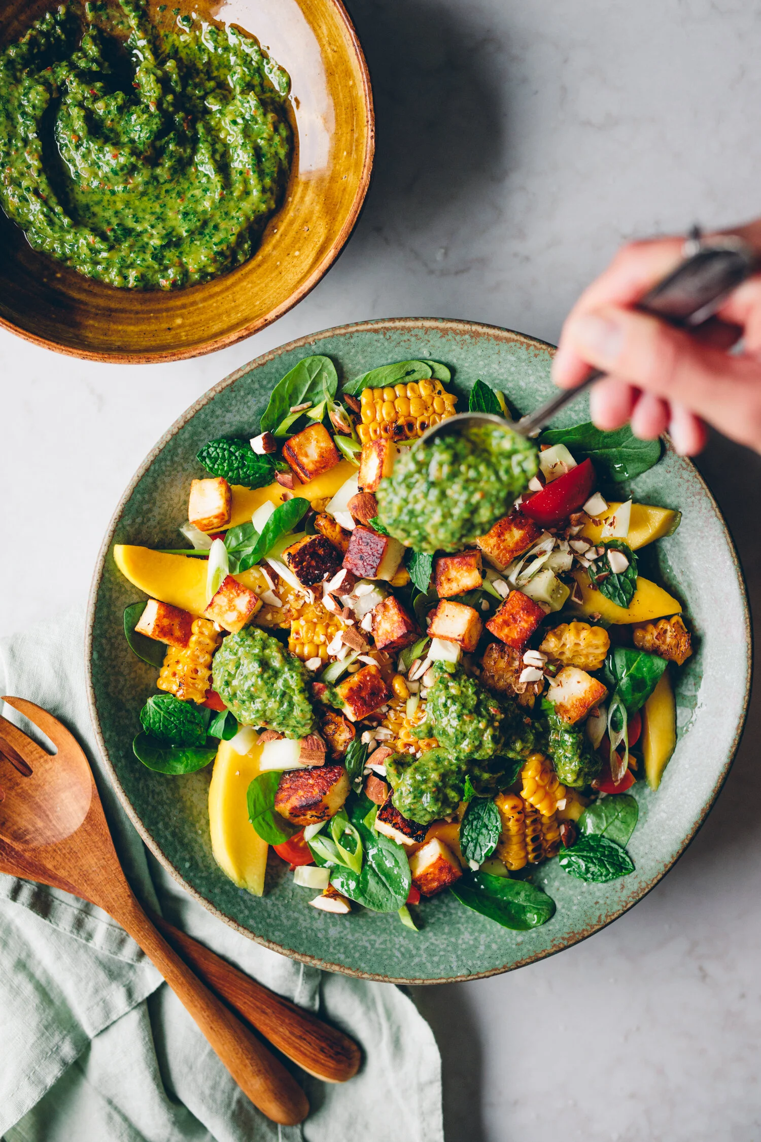 Summer Corn & Halloumi Salad w Chimichurri, June 2020