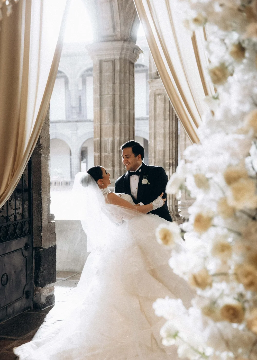 realchicbride Gabriella in Everest by Monique Lhuillier at her Mexico City  Wedding  Chic Parisien - Florida Designer Bridal Boutique