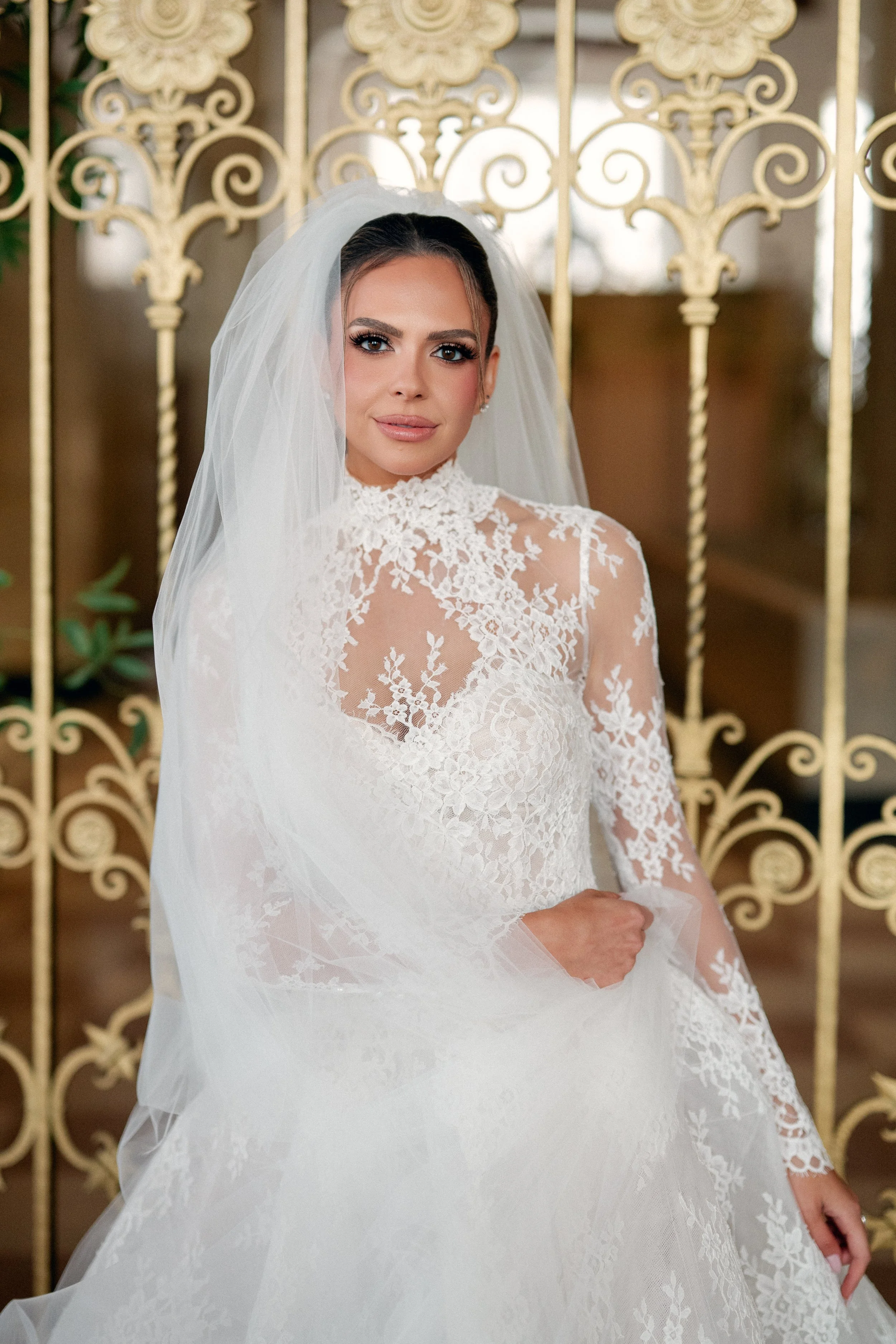 Andrea In Alexandra by Monique Lhuillier and Nicole + Felicia Mini at her Timeless Miami Wedding at the DuPont Building