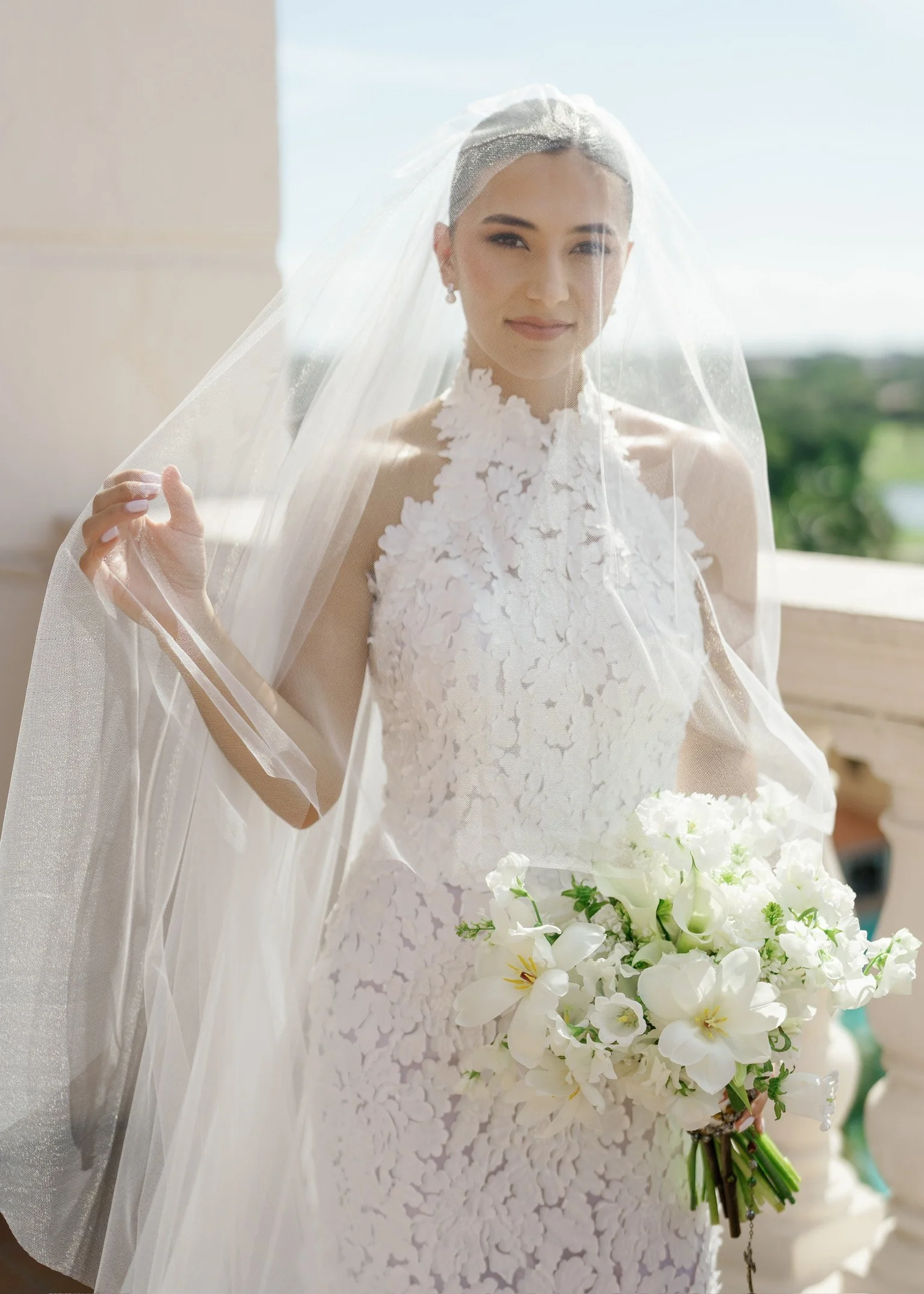 Real Bride Lilianna in Iana by Lazaro at her Miami Wedding 