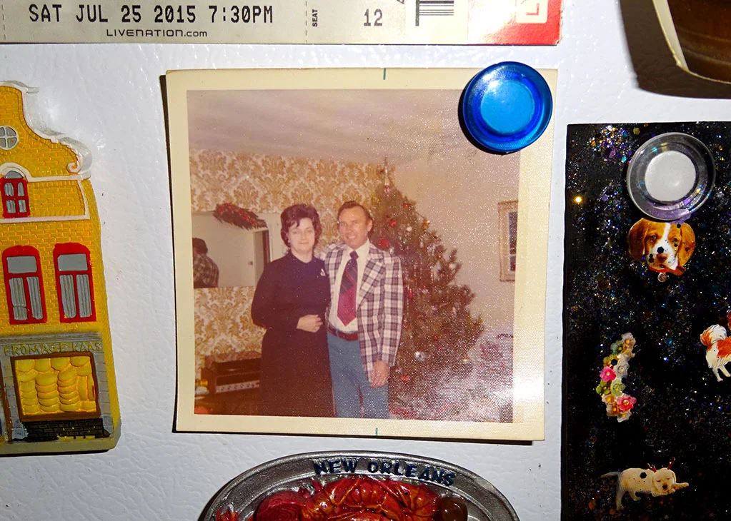 Photos on my fridge: Grandma and Grandpa, circa 1973