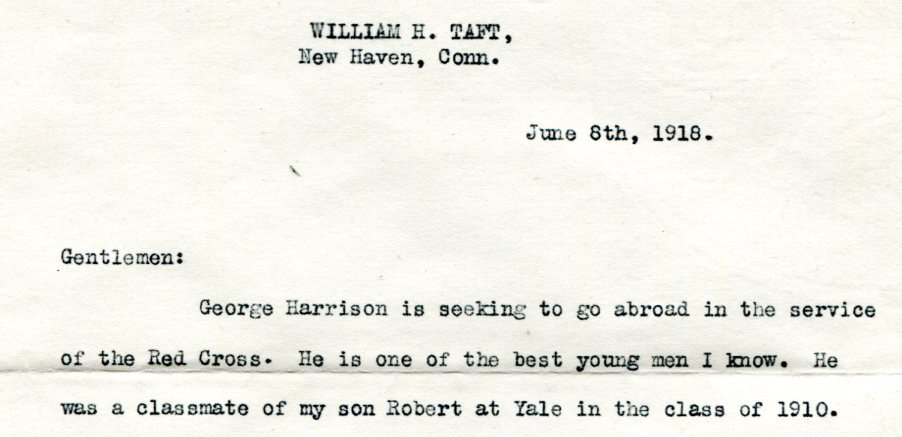  William H. Taft to the Red Cross, George L. Harrison Collection 