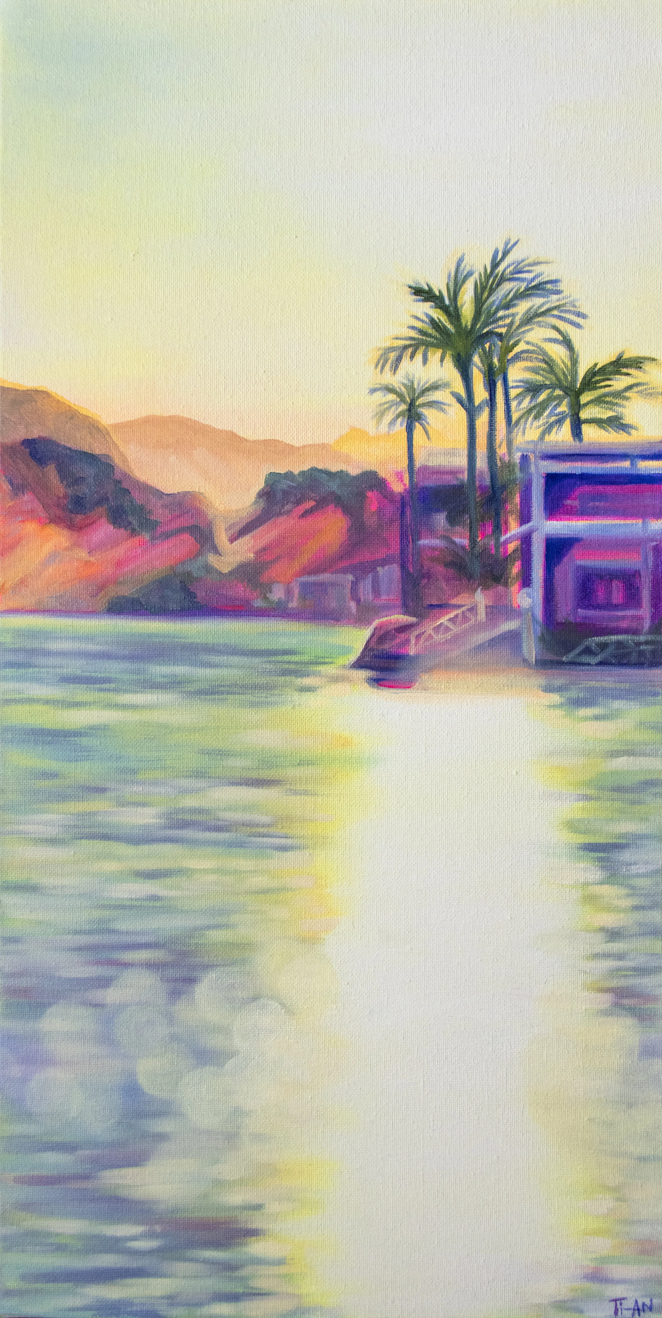 Sunset on the Nerang River 12x24, oil on canvas 2018