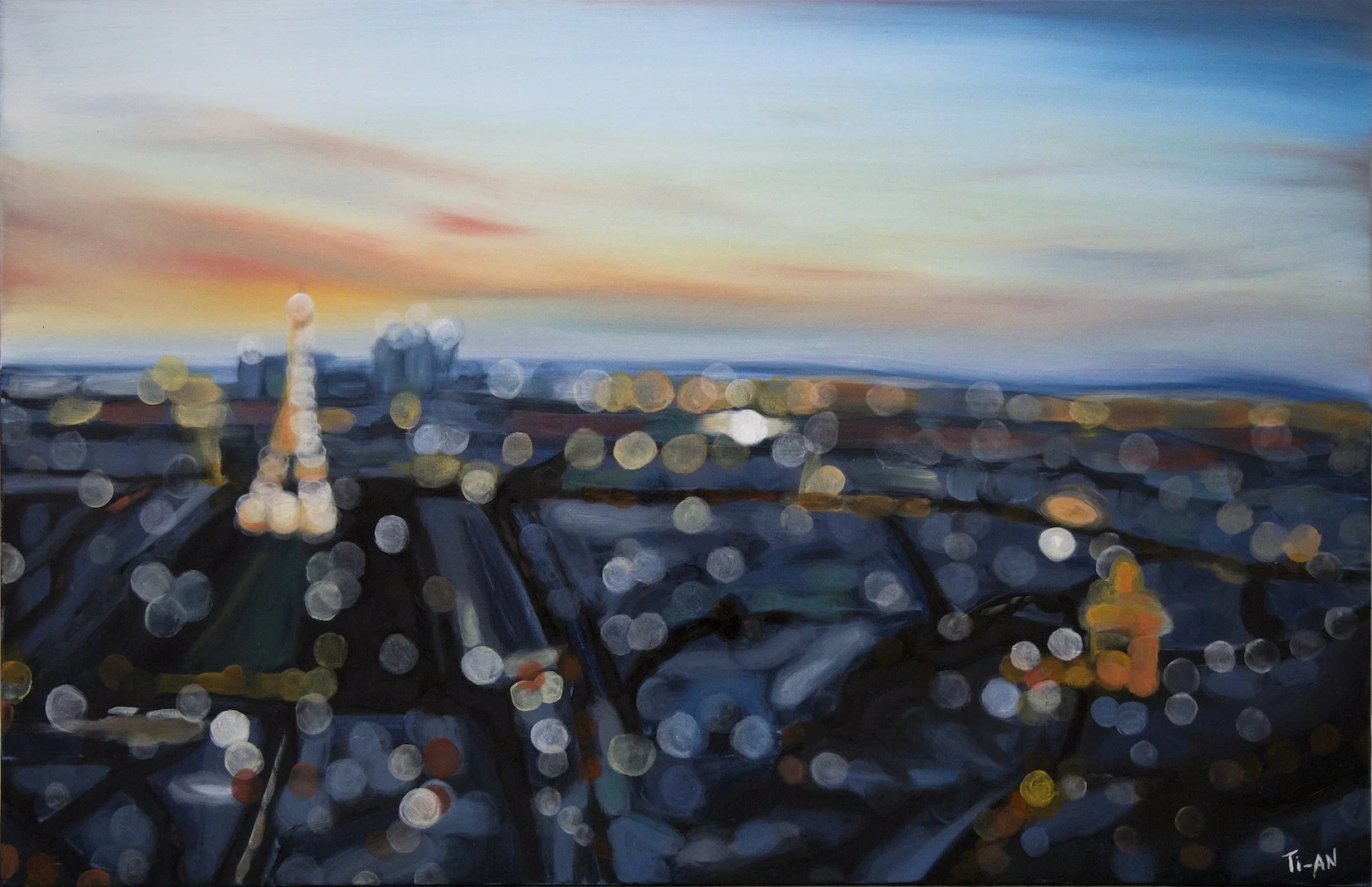 Twilight from the Tour Montparnasse 24x36, oil on canvas 2012