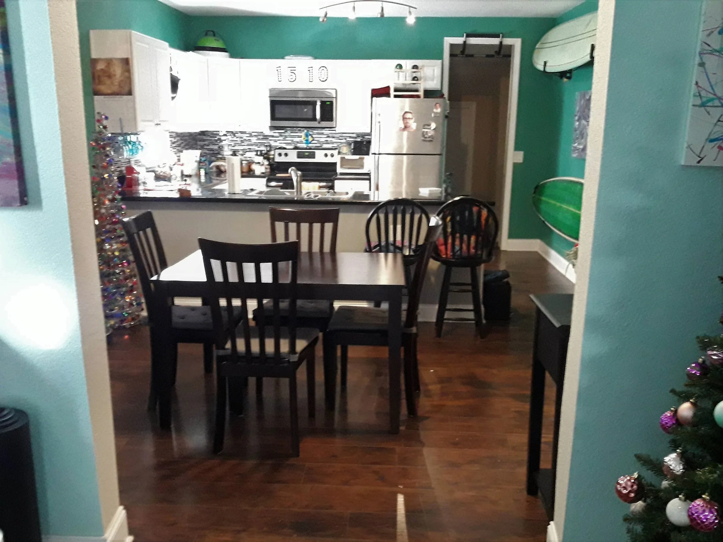 And here we have the classroom! Before it’s a classroom it’s our dining room - complete with Ryan Gosling on the fridge. So dreamy. . .