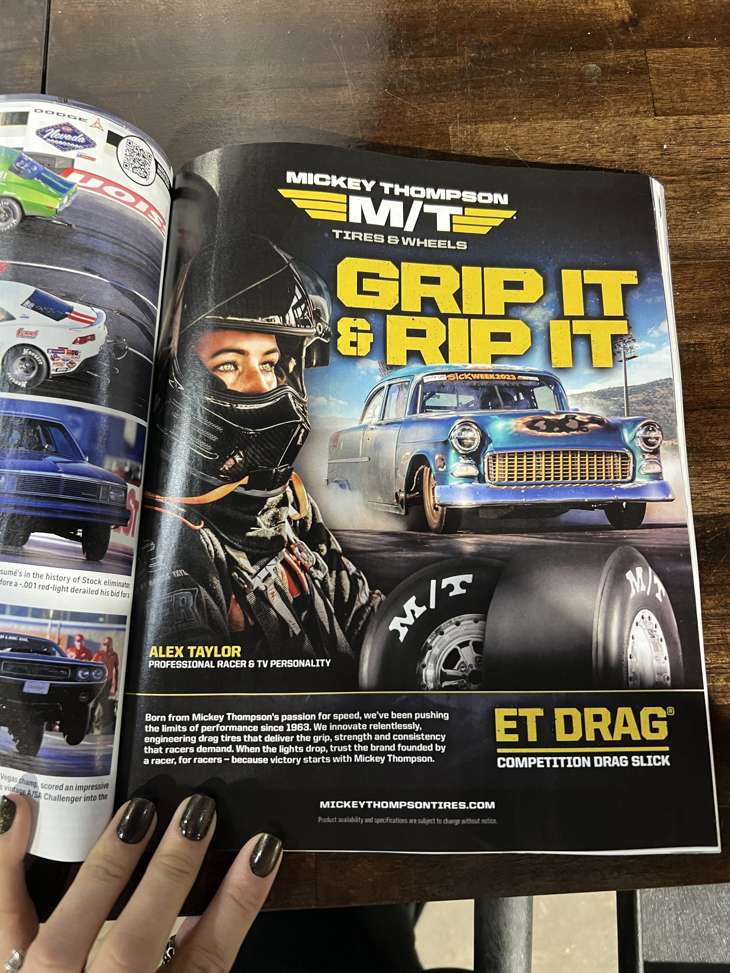Mickey Thompson Ad with Alex Taylor in Magazine