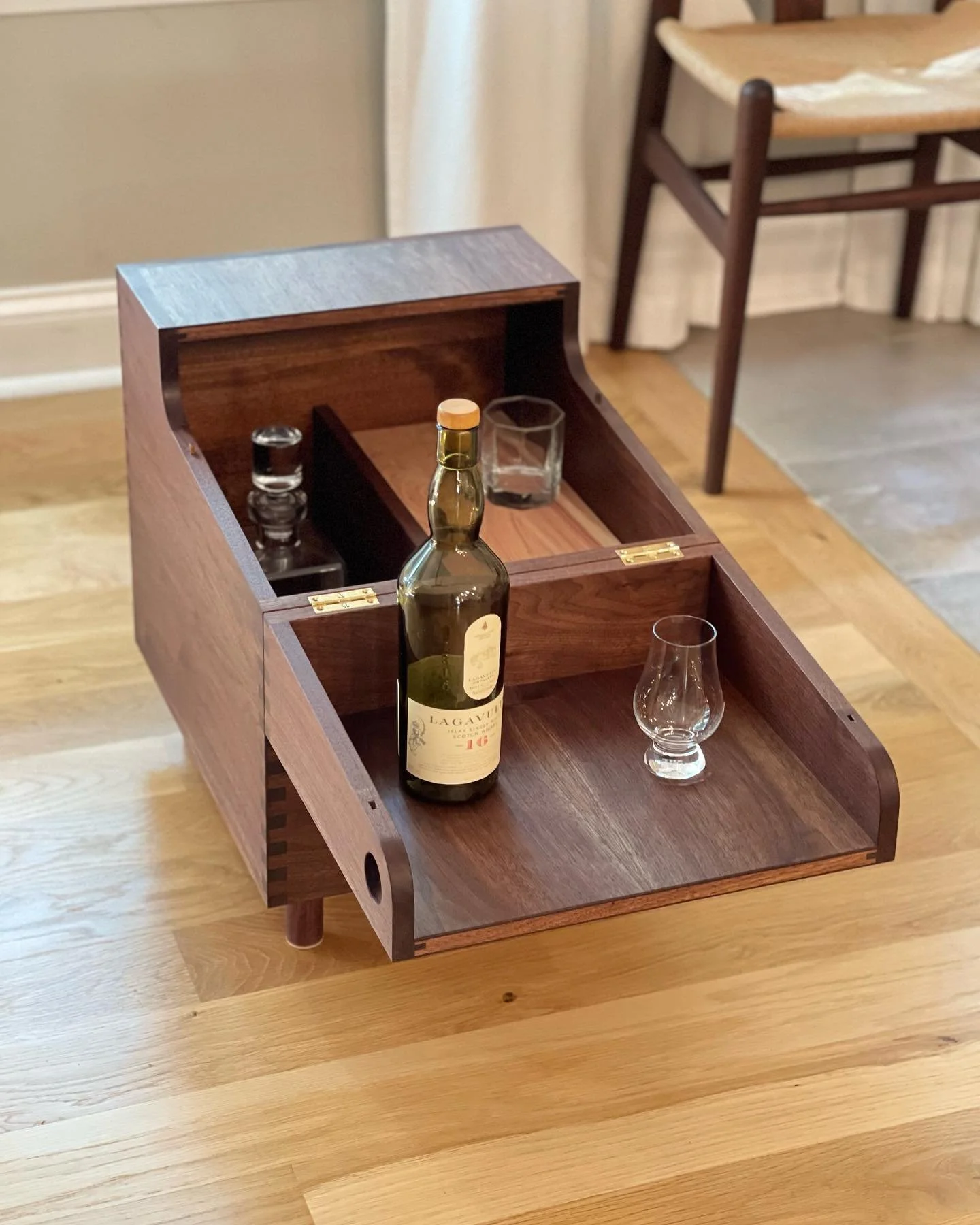 Bar Cube - This side table is a hidden dry bar, in fact. Flip the top and pour a beverage. 

Made in solid wood with true finger joint corners. 

It&rsquo;s a classic that will last a lifetime.
