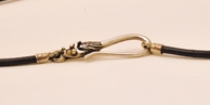 Silver Dragon Clasp with Gold Eyes ◊ Black Leather Cord