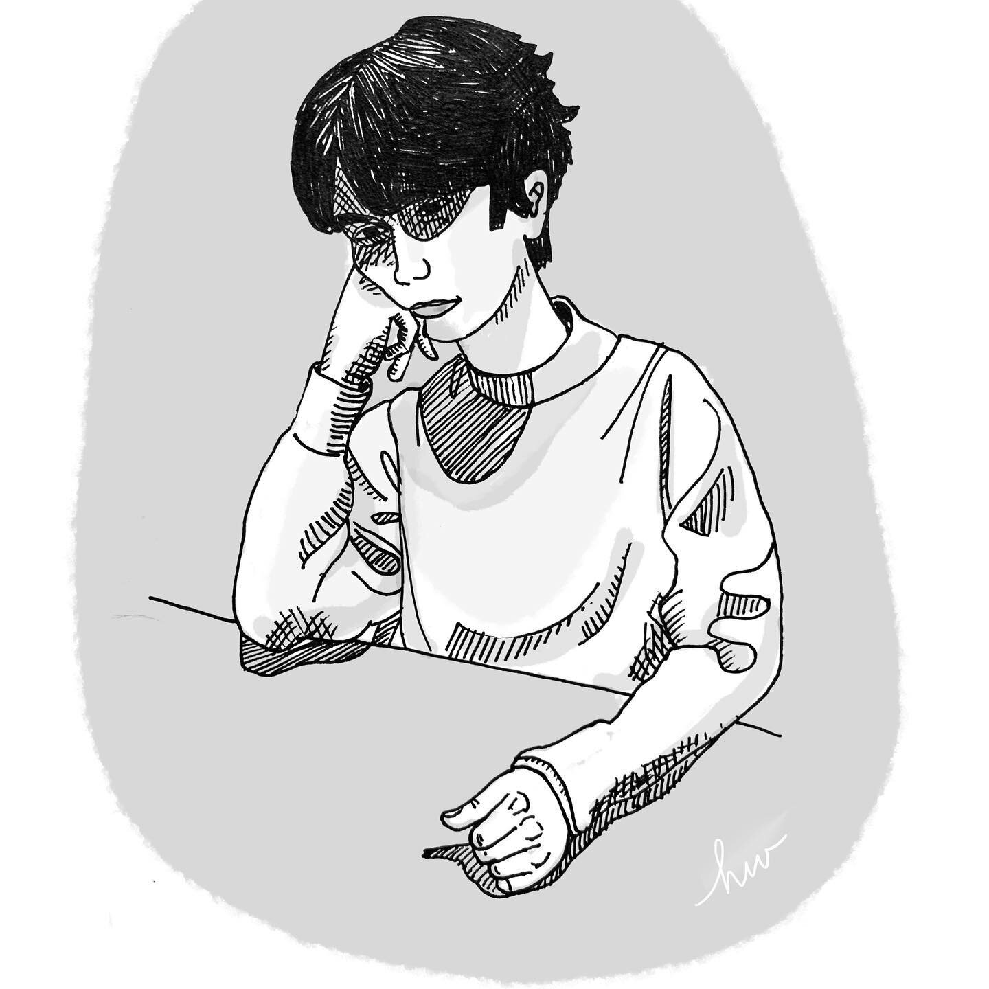 Child number one isn&rsquo;t always this glum. 

#illustration #illustrationartists #sketchbook #pendrawing #kidlitartist #middleschoolblues