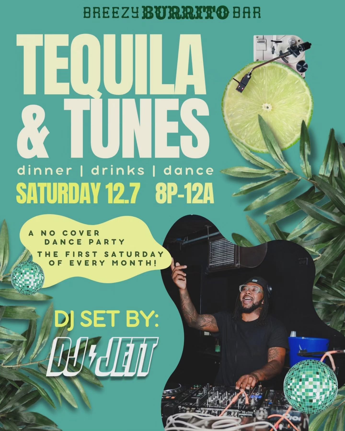 Last Tequila &amp; Tunes dance party of 2024 🗣🗣🗣

Our next monthly NO COVER dance event is Saturday December 7th from 8-12am! Grab dinner &amp; drinks and boogie on down to a set from our house DJ, @djjett_ !

Four hours of a mix of pop, dance, hi