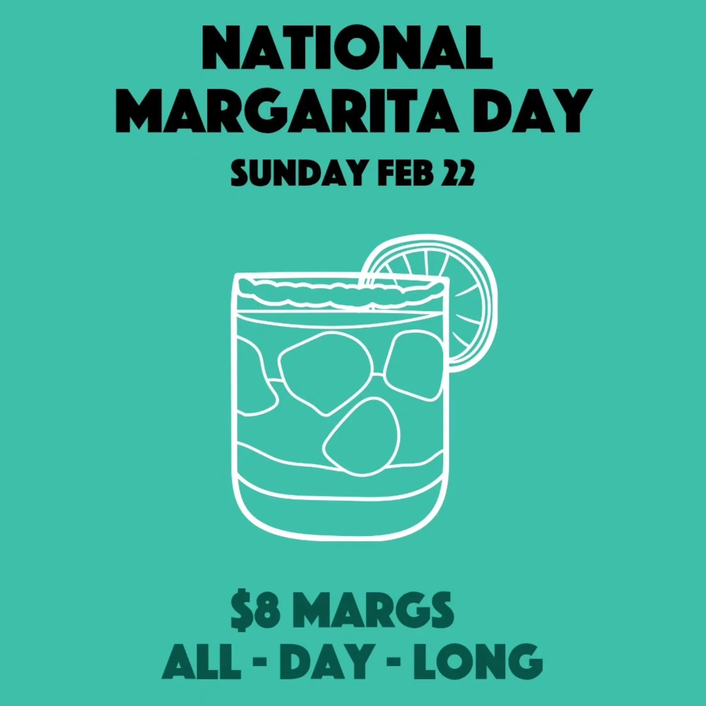 If there is a reason to leave your house today, it is National Margarita Day! 

We are celebrating by offering Margs (any flavor) all day for $8!
See you at noon! 

#nationalmargaritaday