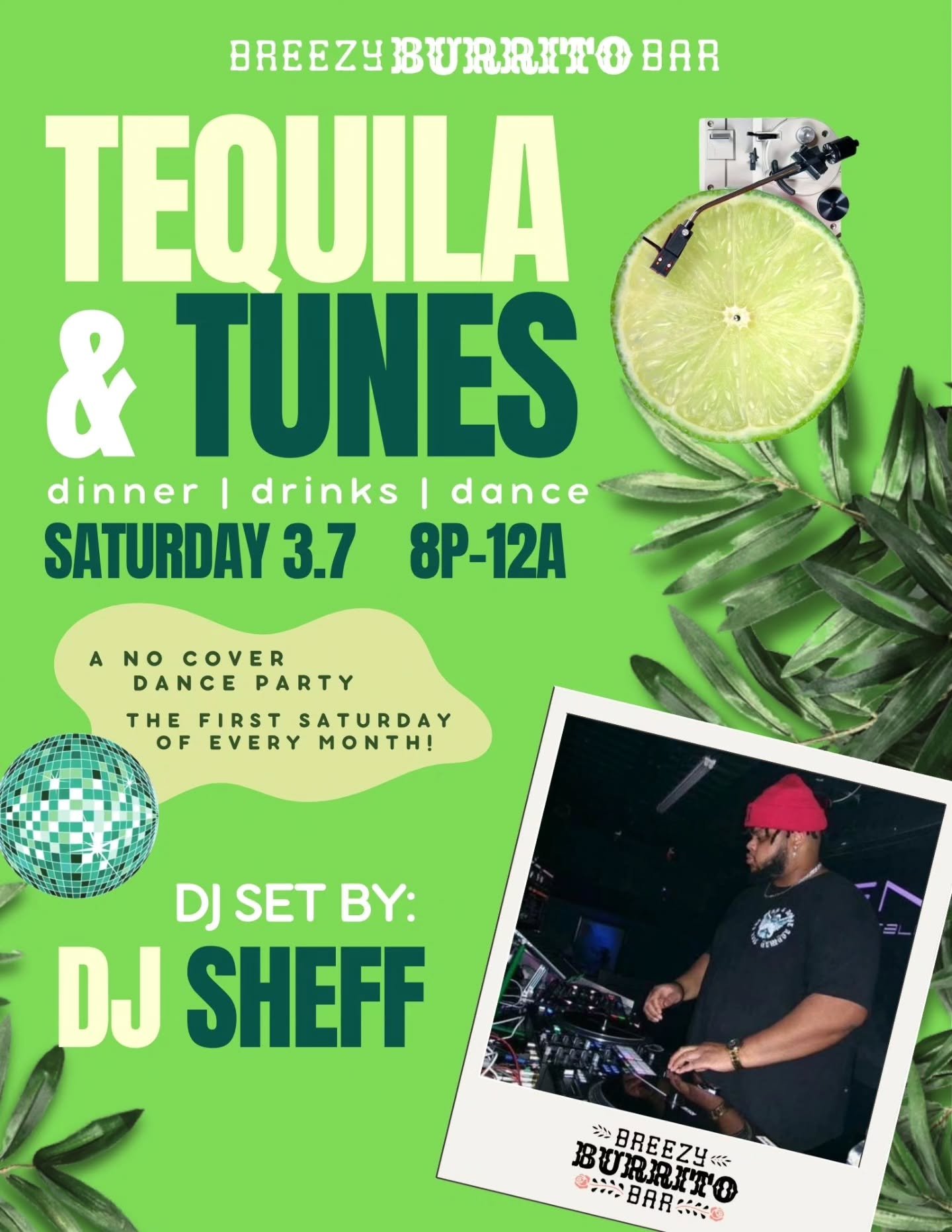 Party&rsquo;s heeereee 🍋&zwj;🟩🪩
Our monthly NO COVER dance night, Tequila &amp; Tunes, is on for Saturday March 7th from 8pm&ndash;12am. Come early for dinner, stick around for cocktails, and kick off your Saturday the right way ✨

Hit the floor ?