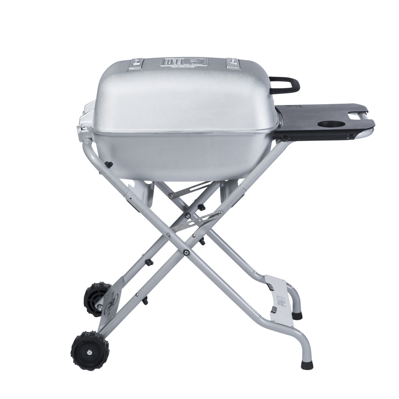 Alpulon Universal Silver Outdoor Grill Cart Grill Set Stand with Iron Mesh Top, White