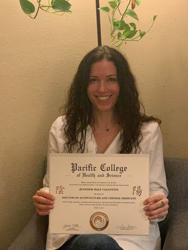 Jenna Valentine, receives her Doctorate diploma